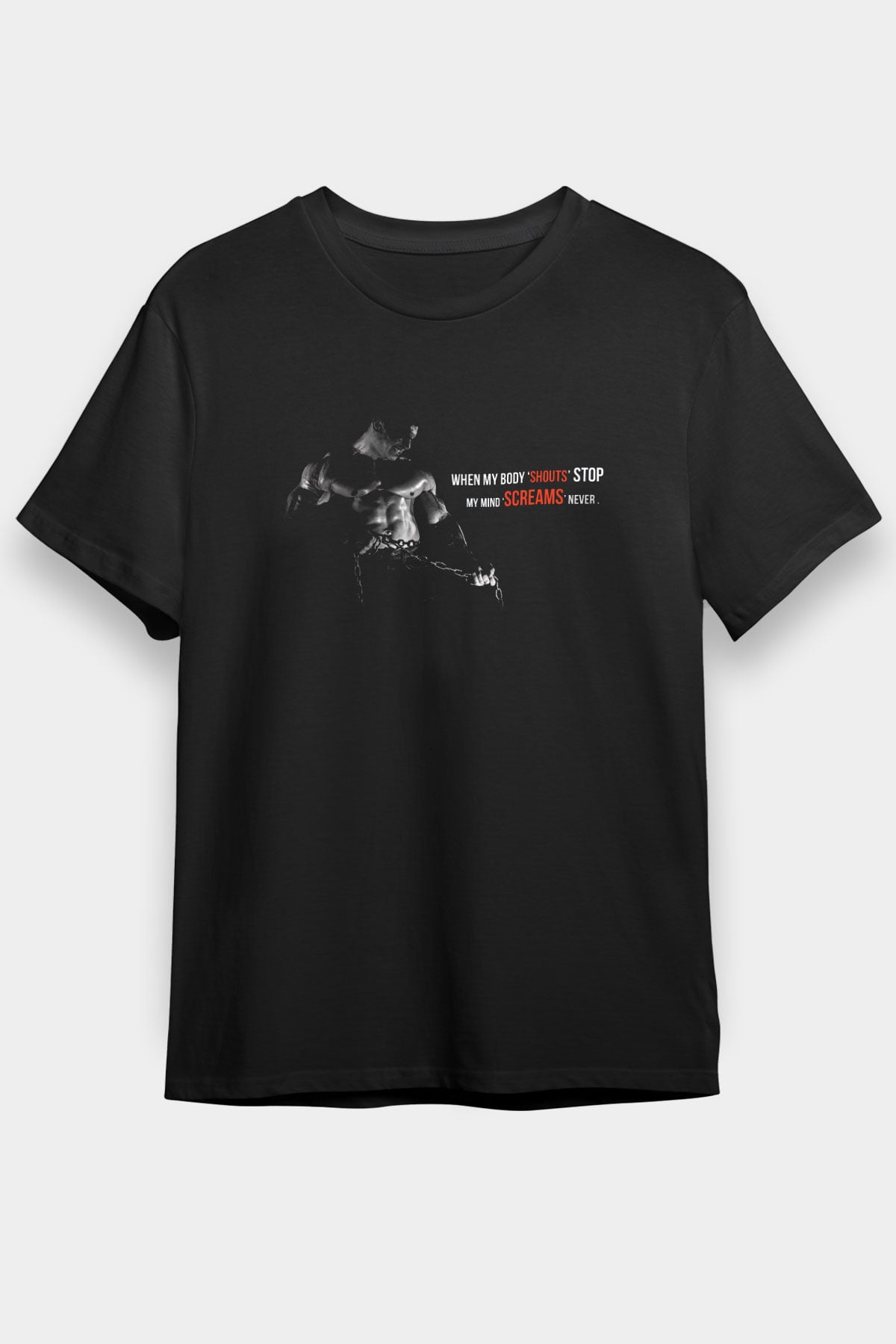 Vücut geliştirme Siyah Unisex Tişört T-Shirt - TişörtFabrikası