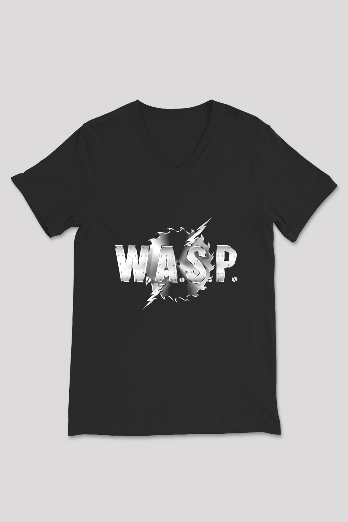 W.A.S.P Siyah Unisex V Yaka Tişört T-Shirt