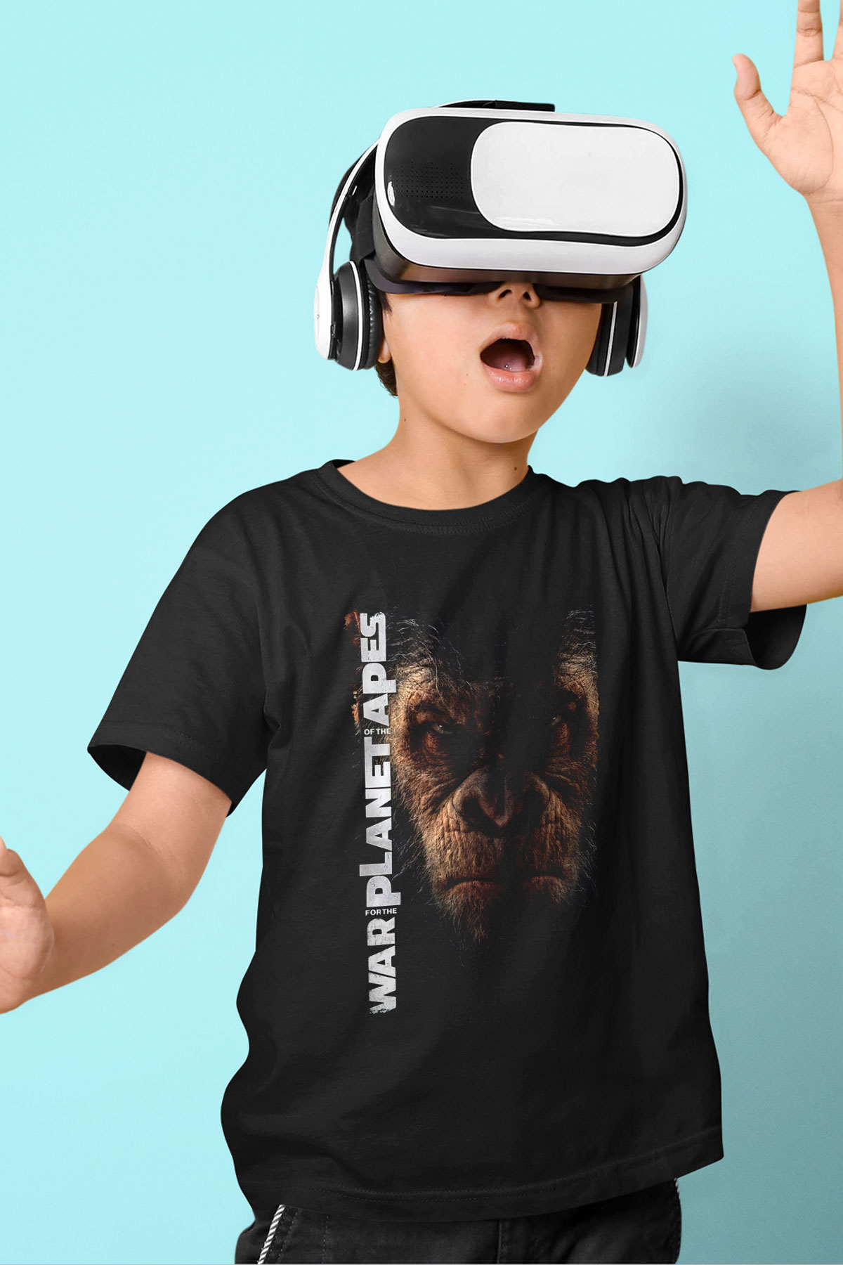 War for the Planet of the Apes Maymunlar Cehennemi Siyah Unisex Çocuk Tişört