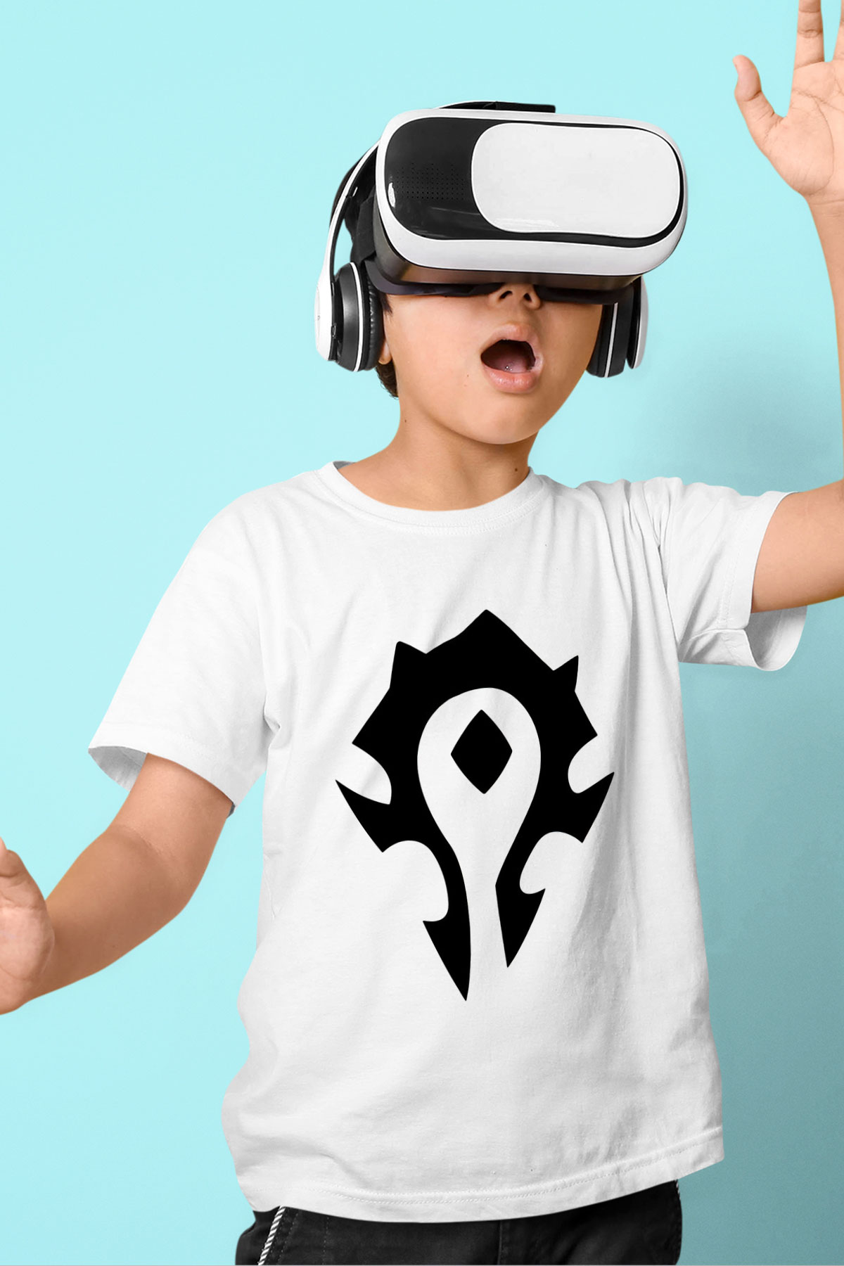 Warcraft Baskılı Beyaz Unisex Çocuk Tişört