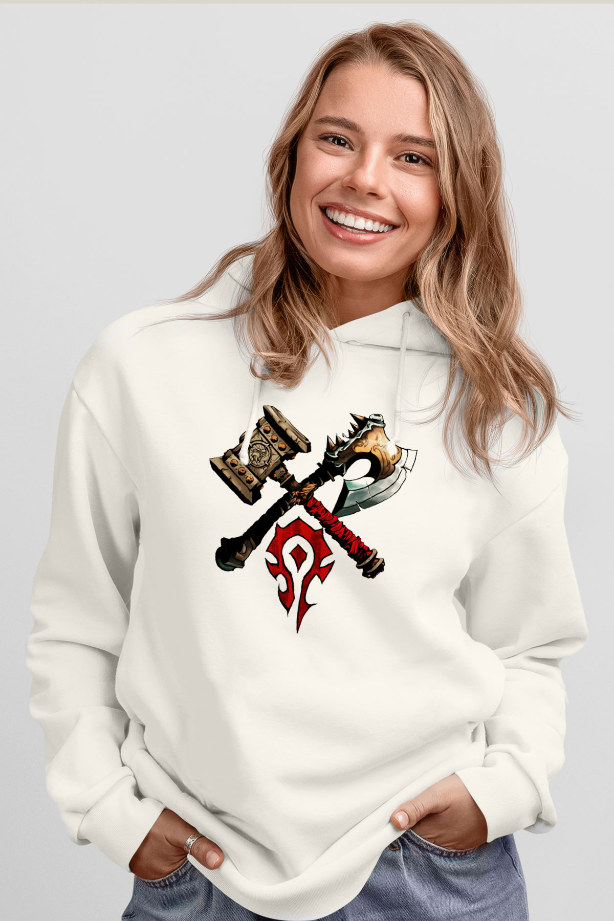 Warcraft Beyaz Unisex Hoodie