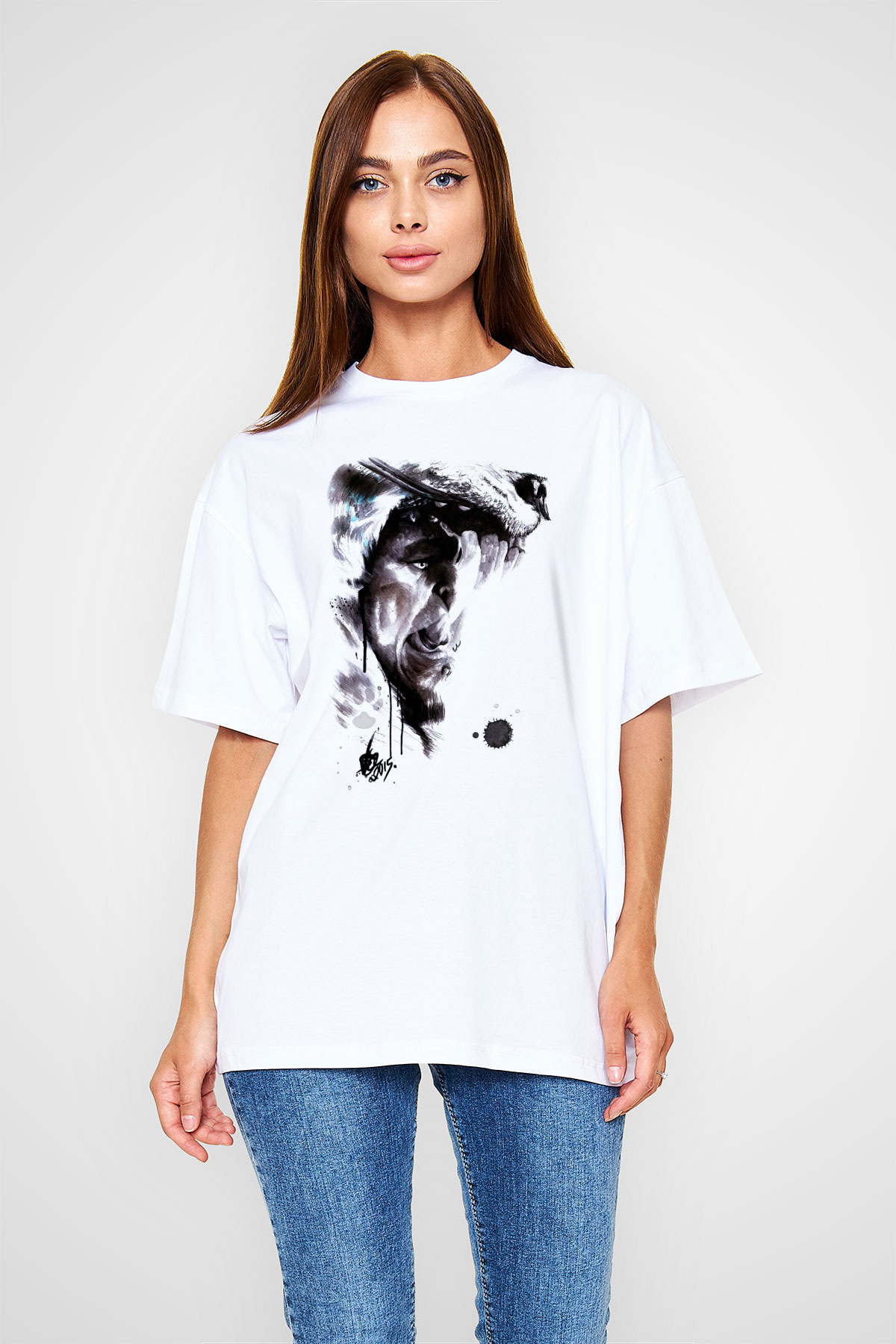 Warcraft Beyaz Unisex Oversize Tişört T-Shirt