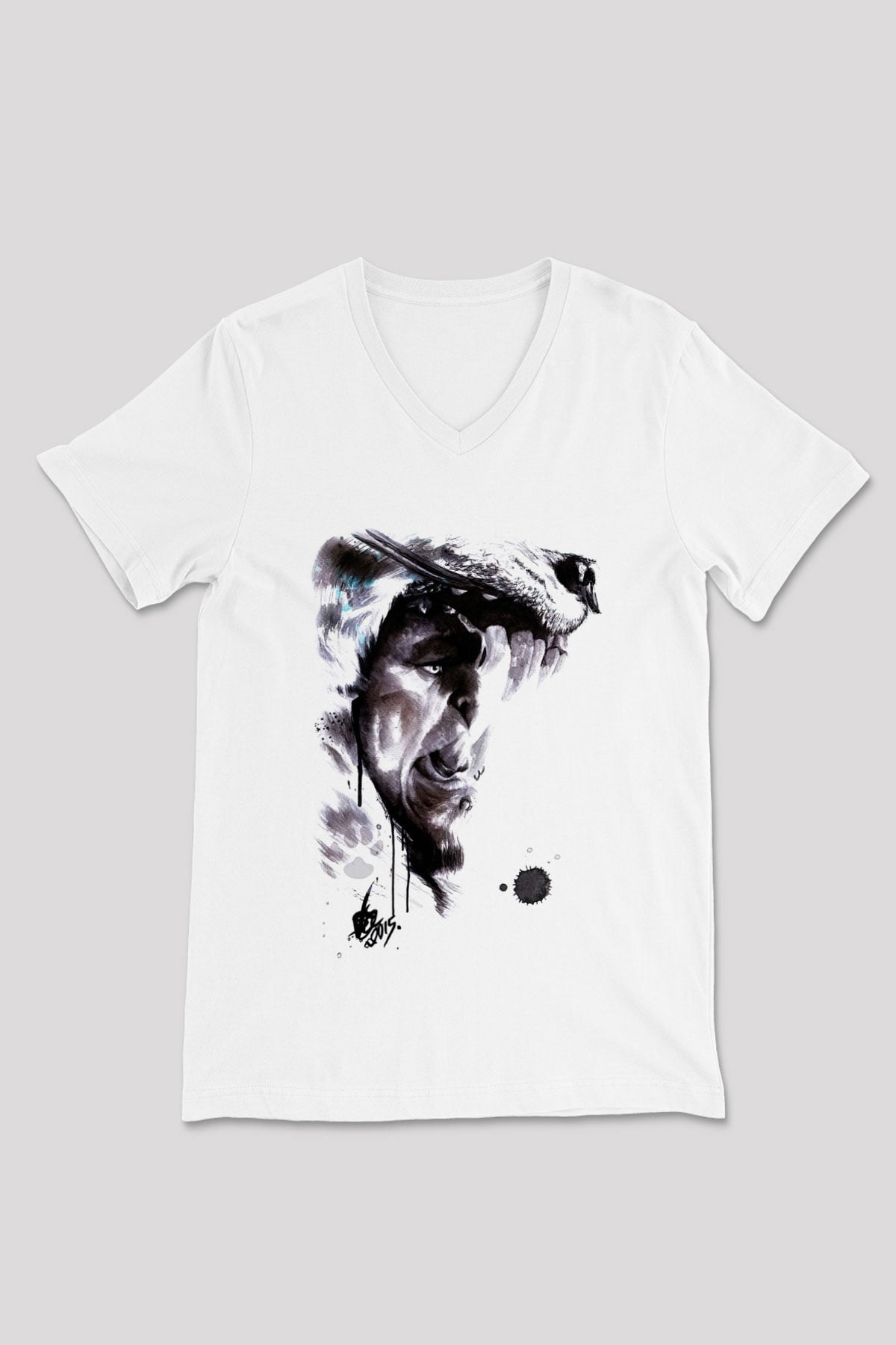 Warcraft Beyaz Unisex V Yaka Tişört T-Shirt