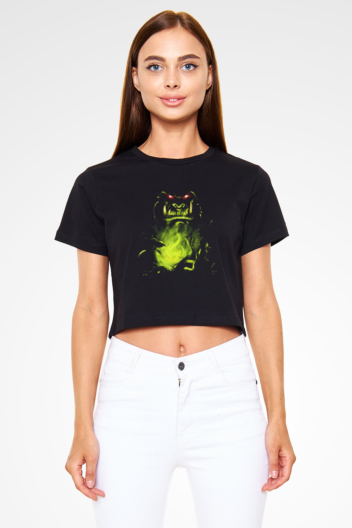 Warcraft Siyah Crop Top Tişört