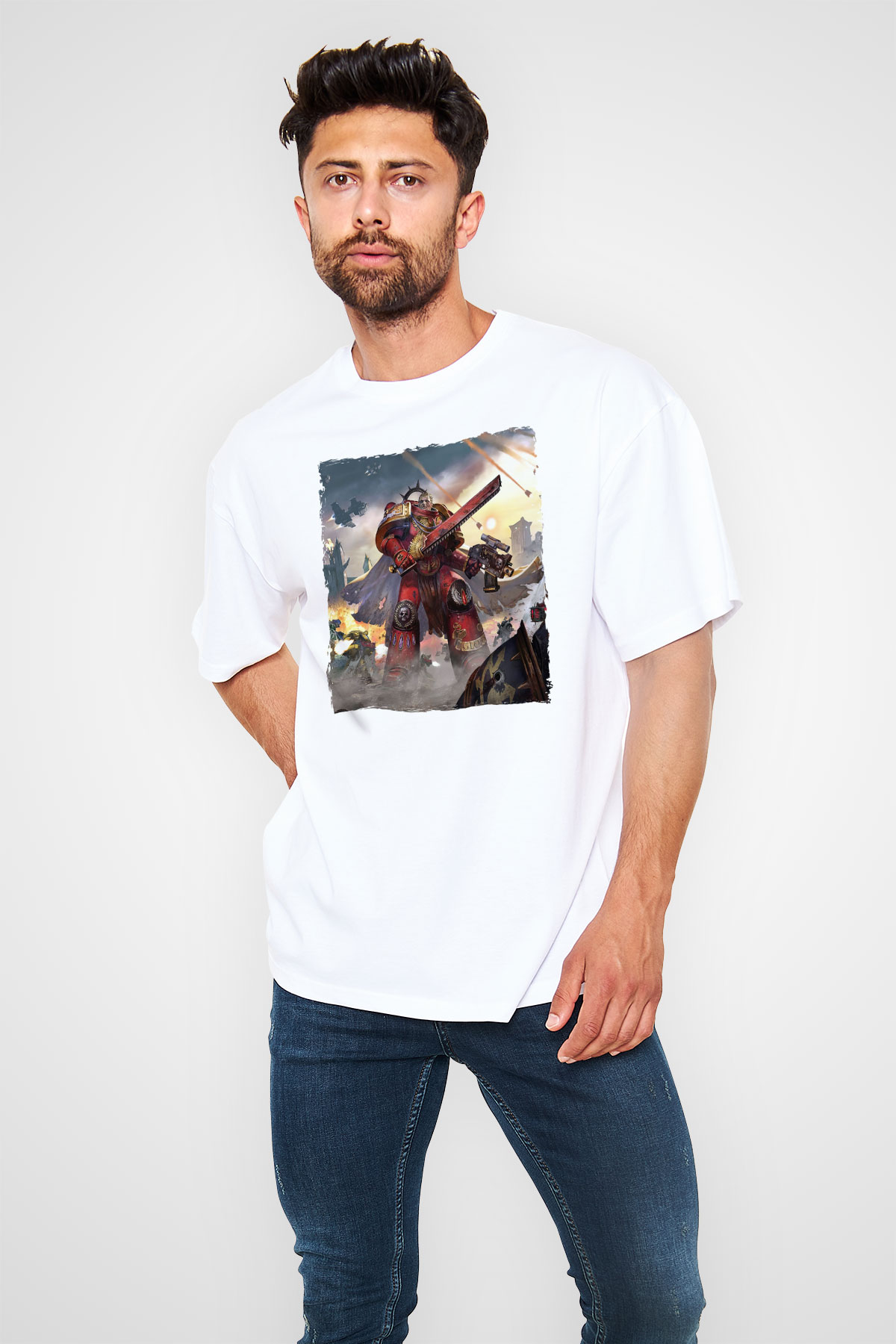 Warhammer Beyaz Oversize Tişört Oversize T-shirt
