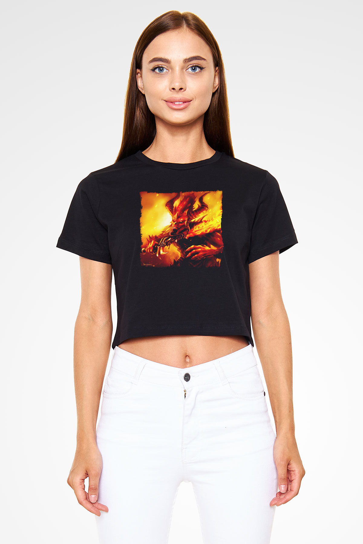 Warhammer Siyah  Crop Top Tişört