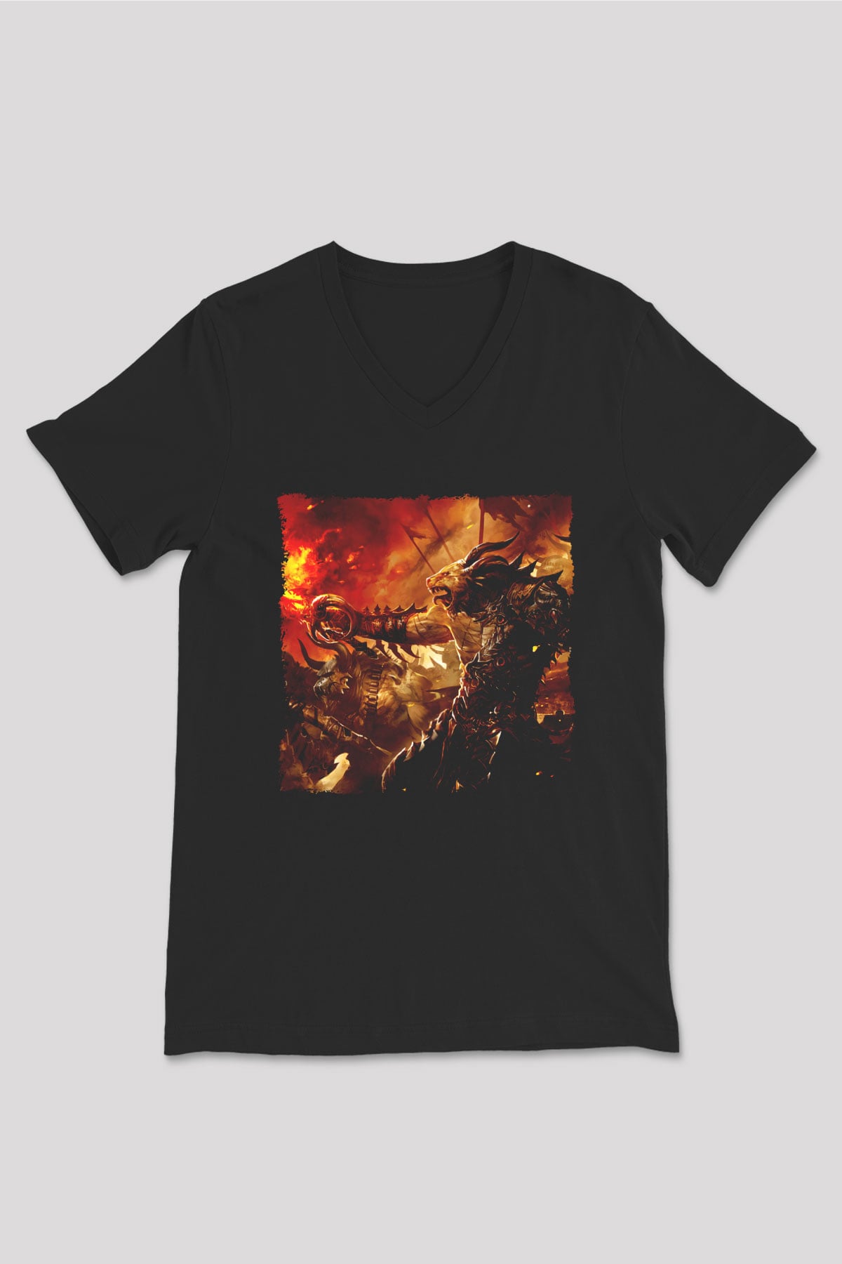 Warhammer Siyah Unisex V Yaka Tişört