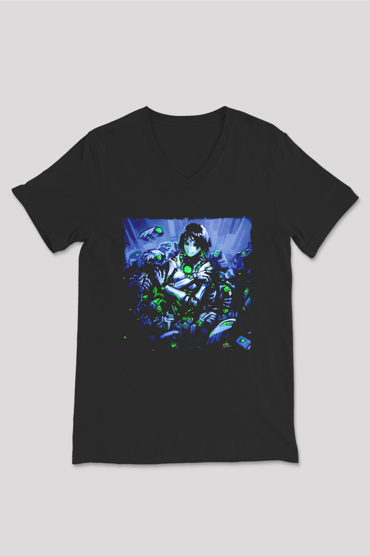 Warhammer Siyah Unisex V Yaka Tişört