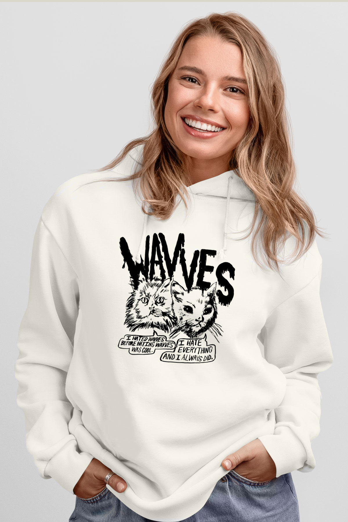Wavves Beyaz Unisex Hoodie