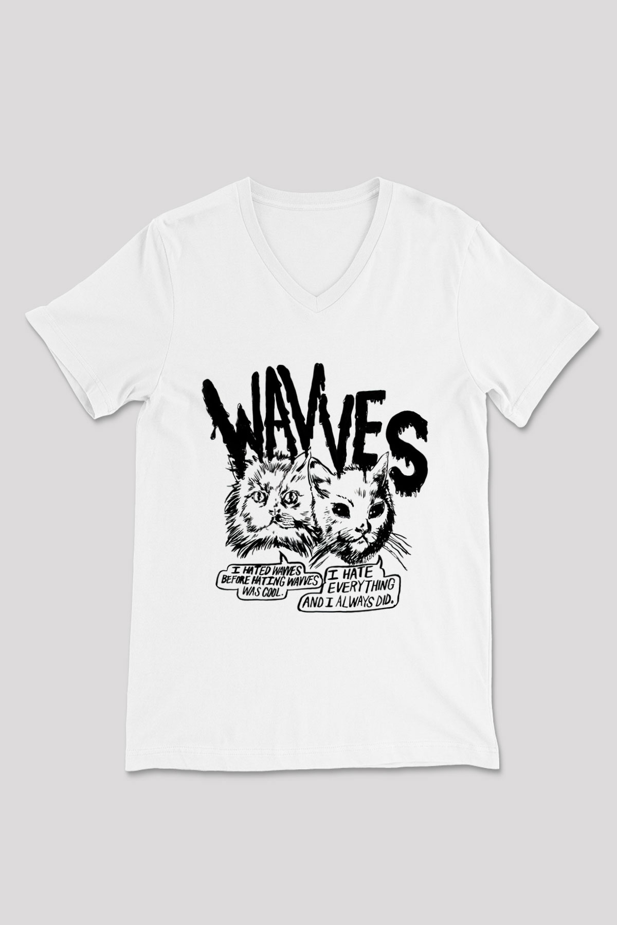 Wavves Beyaz Unisex V Yaka Tişört T-Shirt