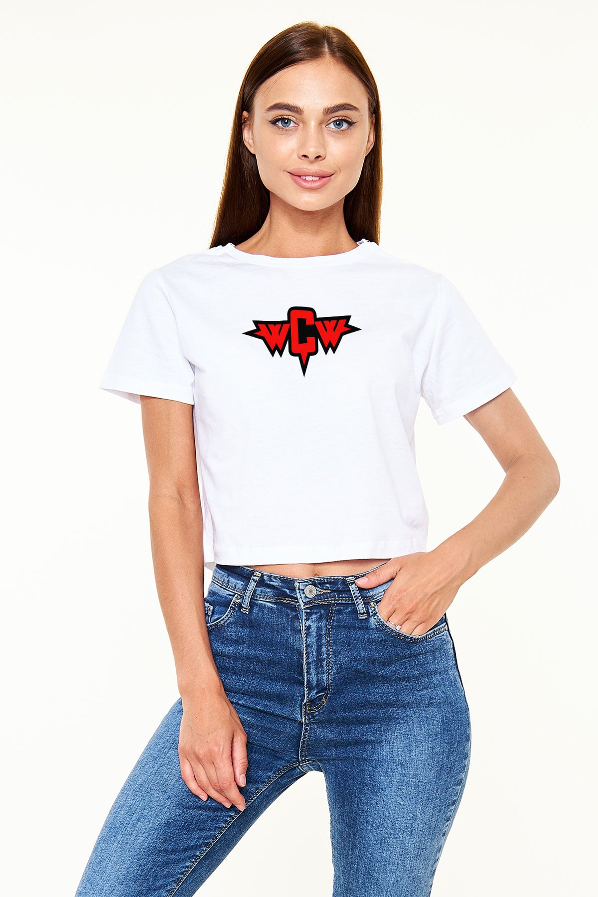 WCW Beyaz   Crop Top Tişört