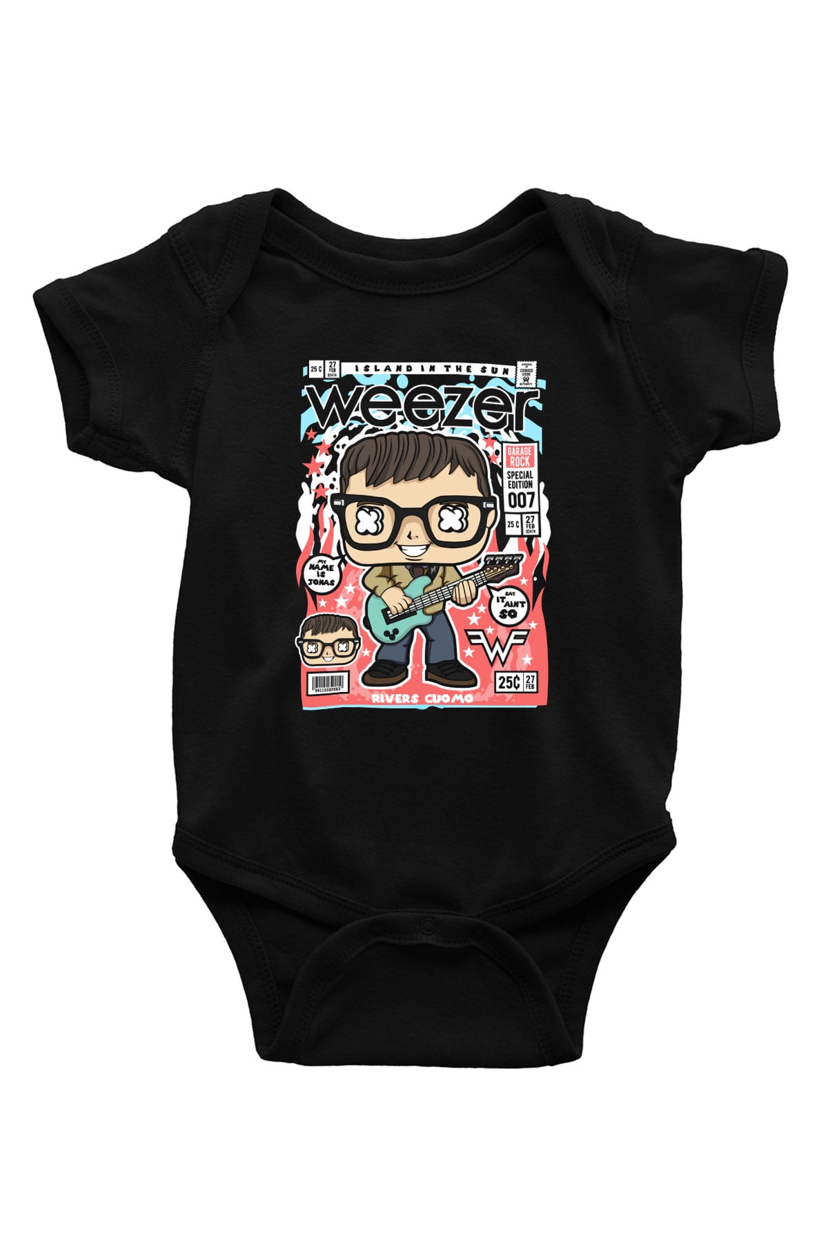 Weezer Baskılı Unisex Siyah Bebek Body - Zıbın