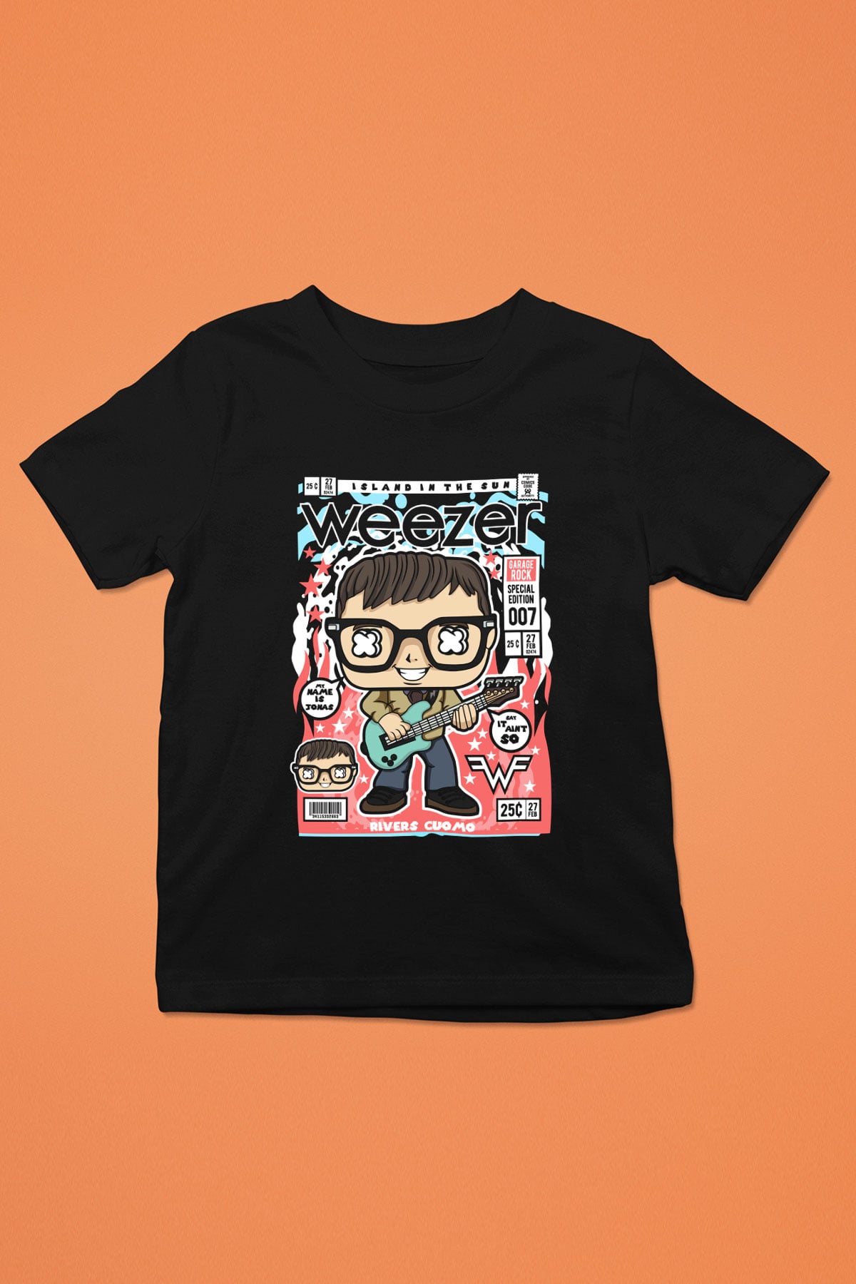 Weezer Baskılı Unisex Siyah Çocuk Tişört