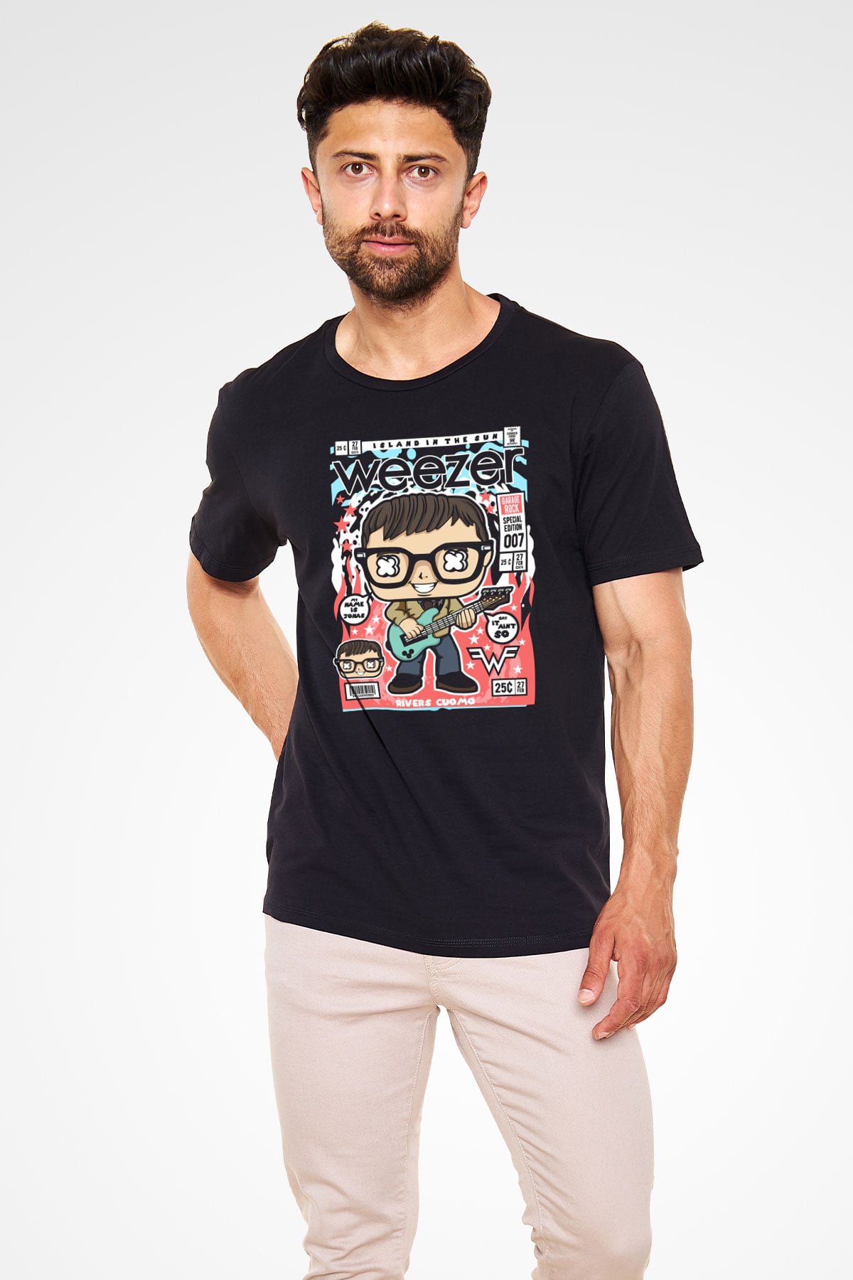 Weezer Baskılı Unisex Siyah Tişört
