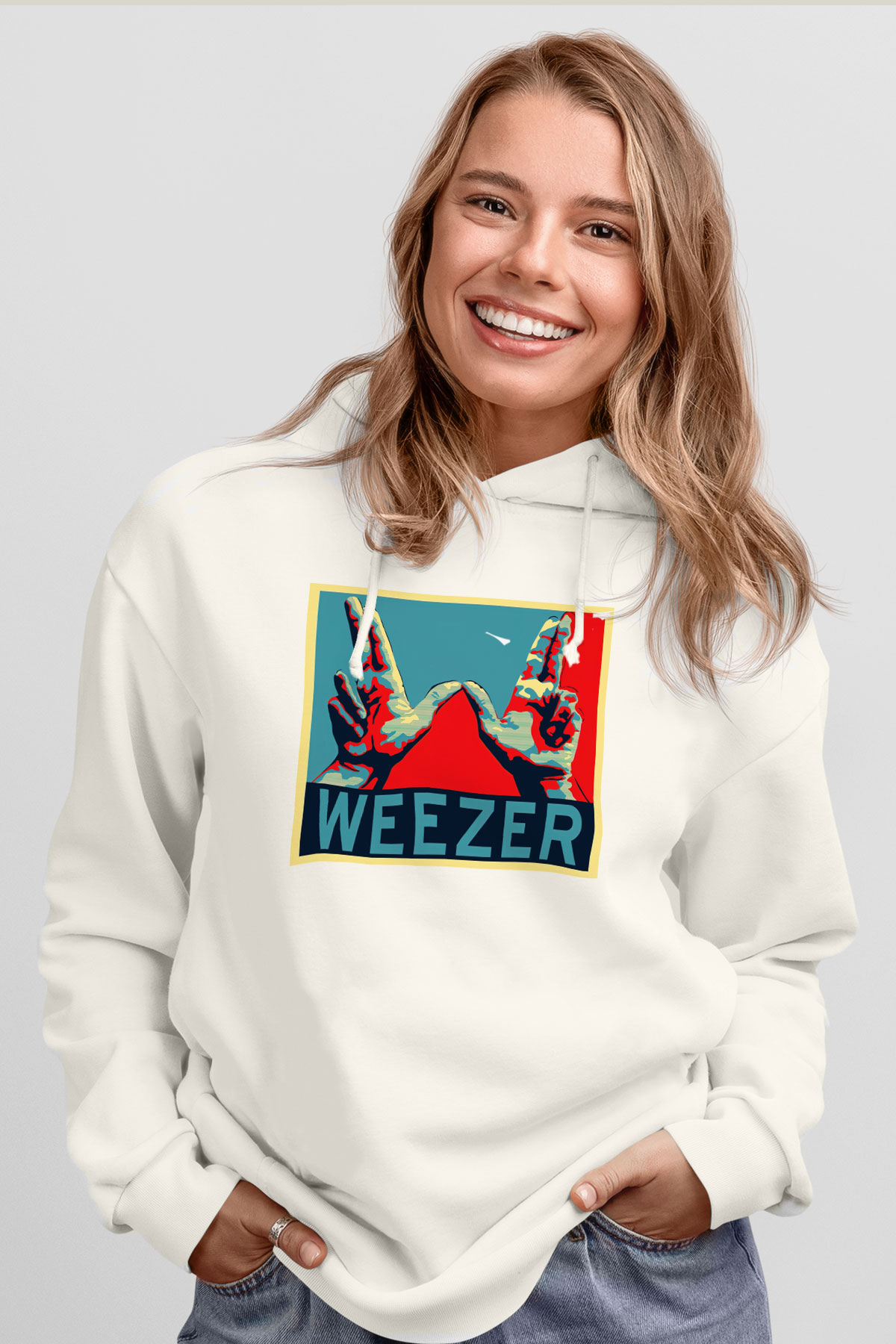 Weezer Beyaz Unisex Hoodie