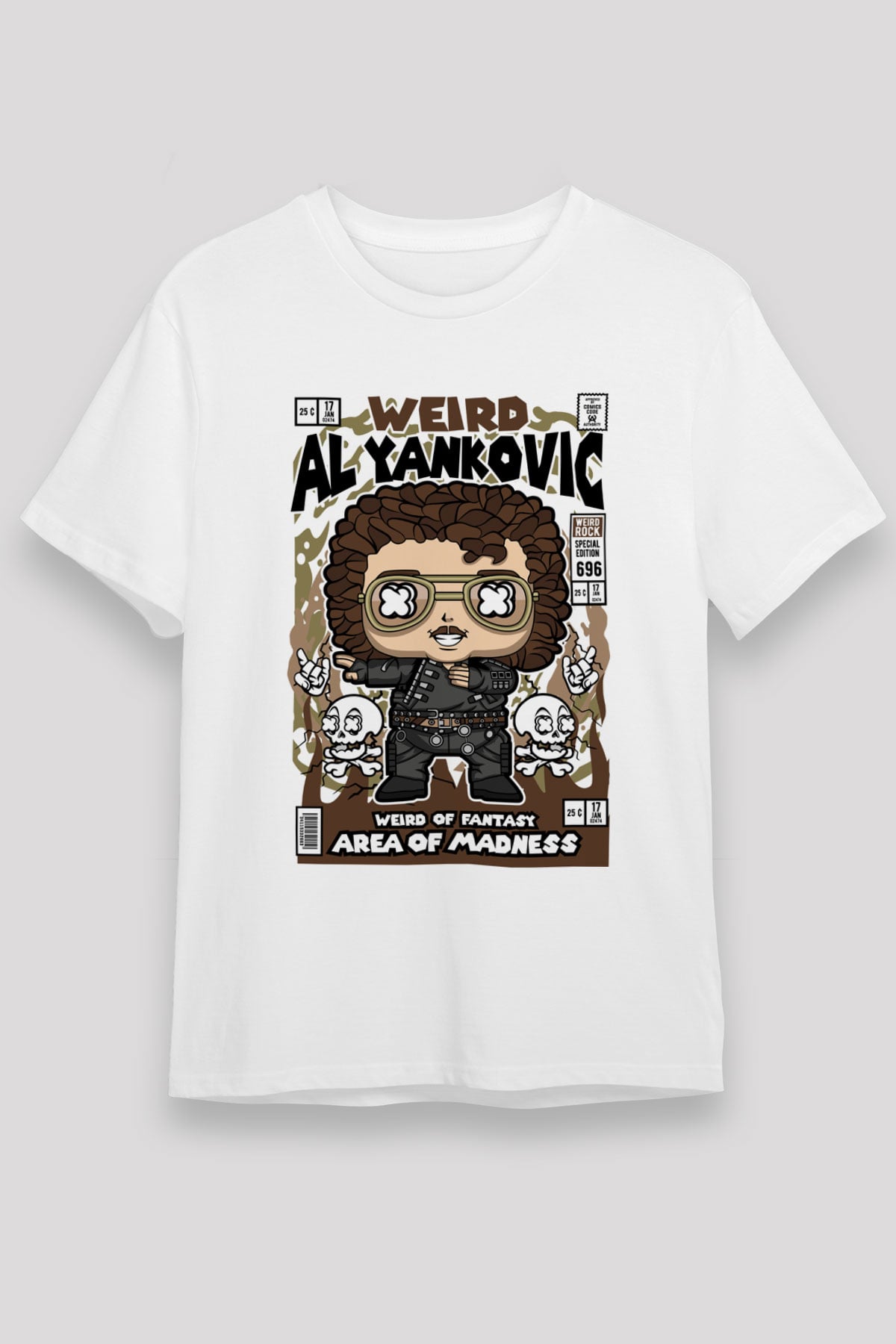 Weird Al Yankovic Baskılı Unisex Beyaz Tişört