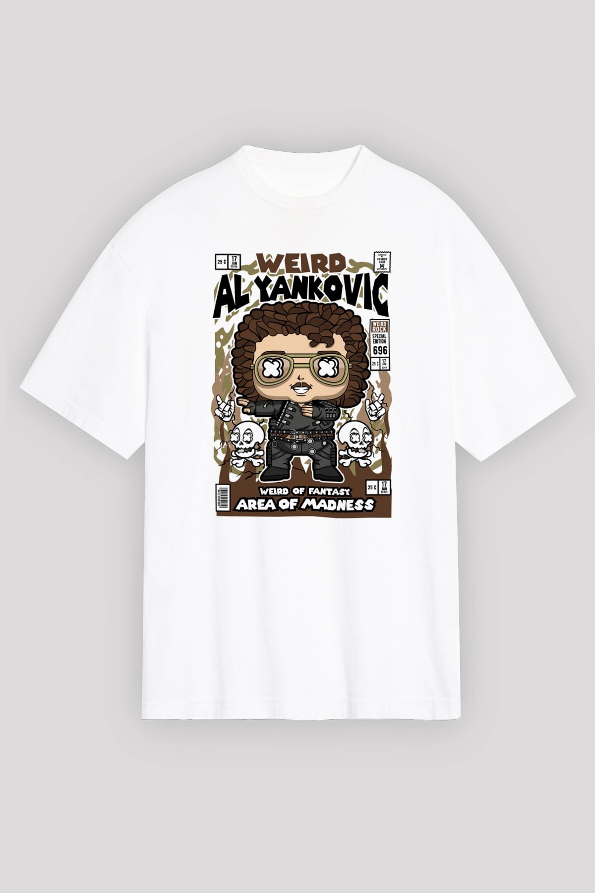 Weird Al Yankovic Baskılı Unisex Beyaz Oversize Tişört