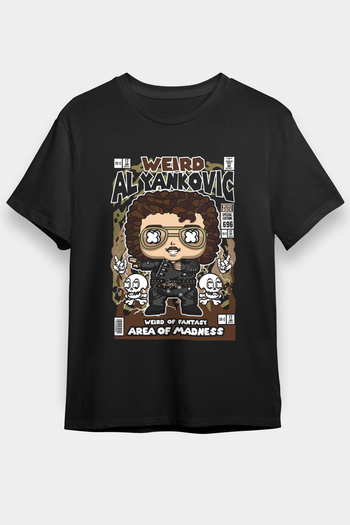Weird Al Yankovic Baskılı Unisex Siyah Tişört