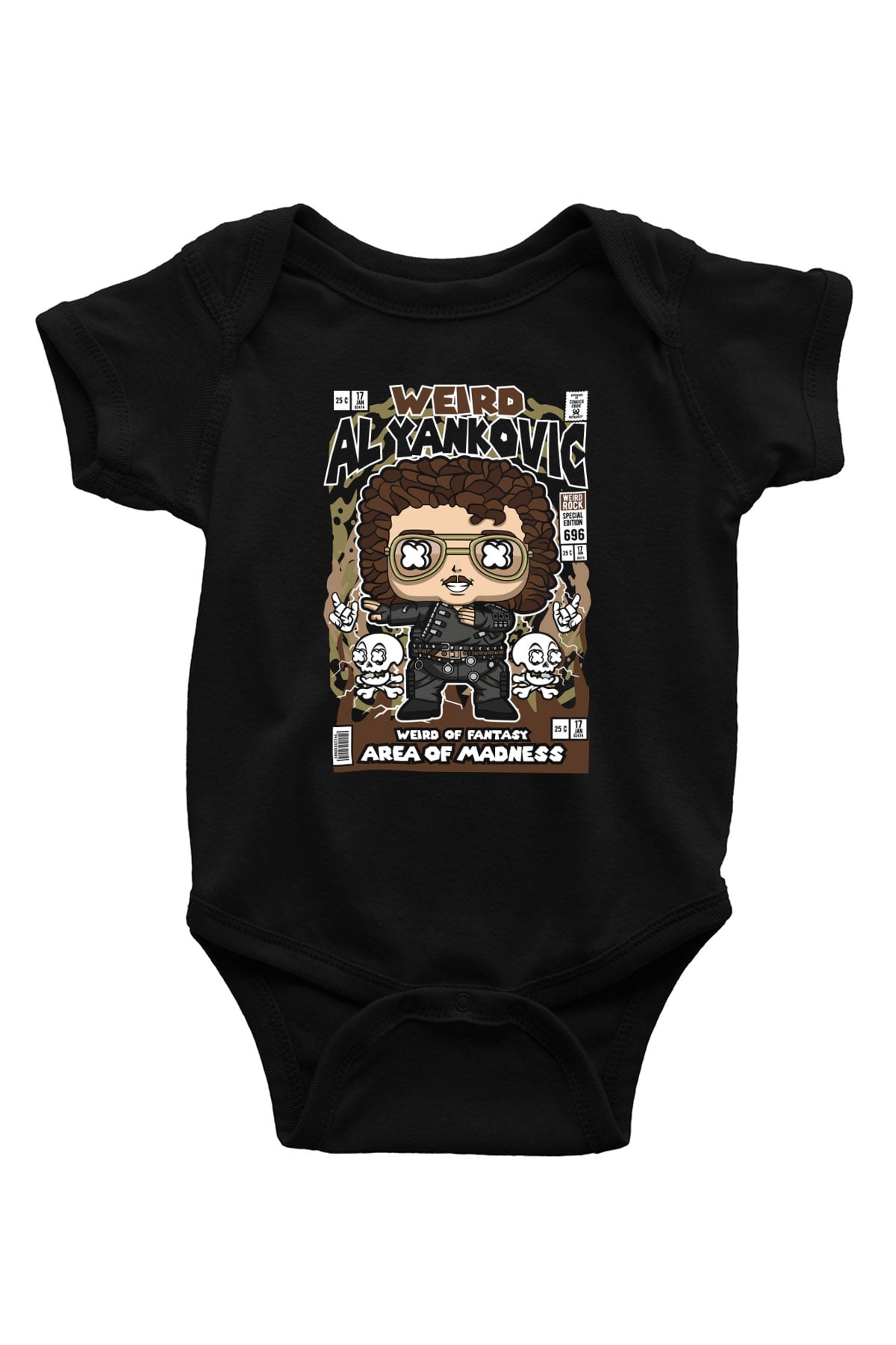 Weird Al Yankovic Baskılı Unisex Siyah Bebek Body - Zıbın