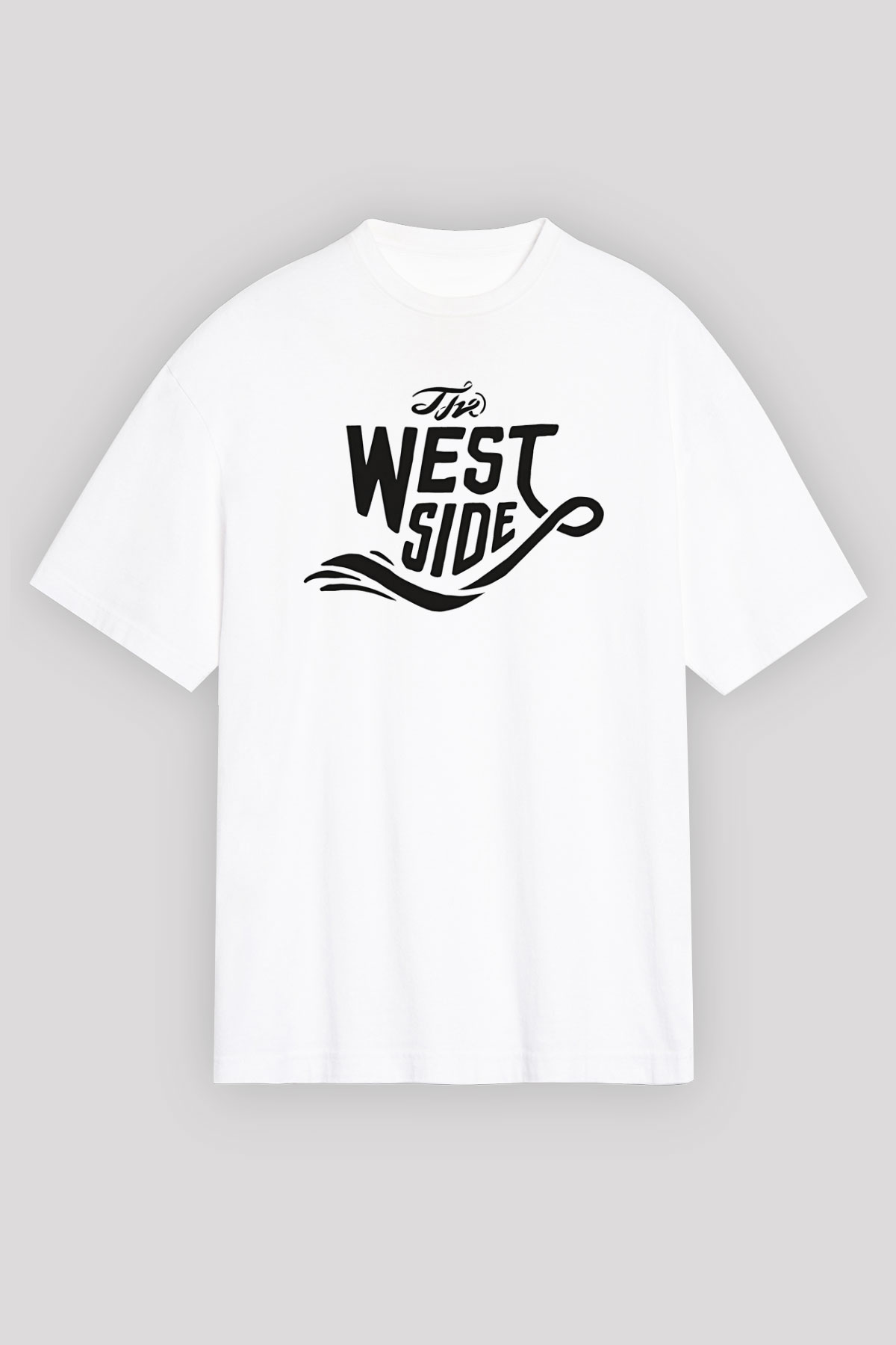 West Side Connection Baskılı Beyaz Unisex Oversize Tişört - Tshirt
