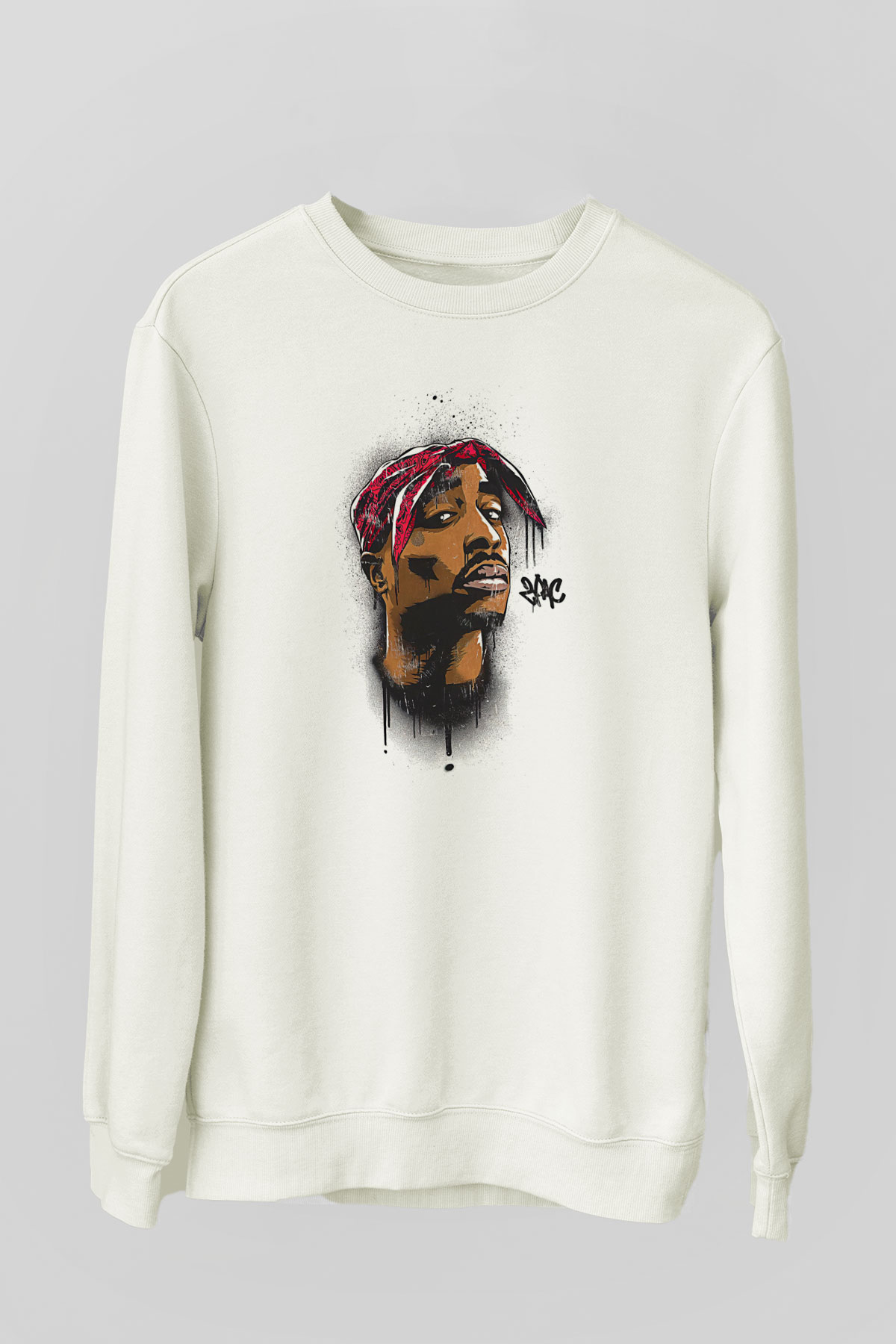 West Side Connection Baskılı Beyaz Unisex Sweatshirt