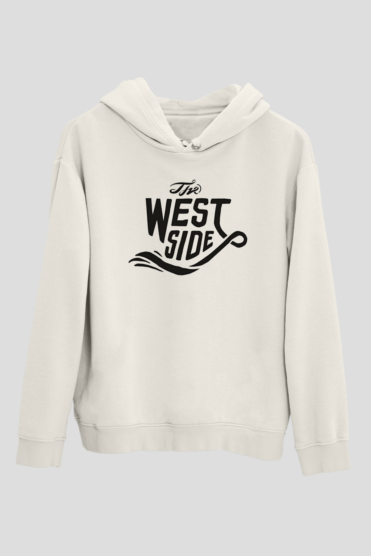 West Side Connection Baskılı Beyaz Unisex Kapüşonlu Sweatshirt