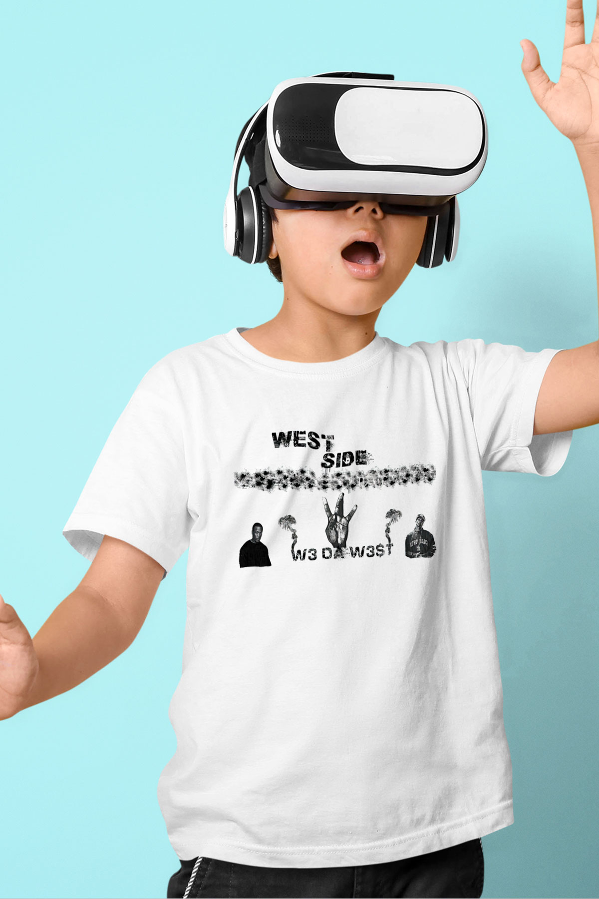 West Side Connection Baskılı Beyaz Unisex Beyaz Çocuk Tişört - Tshirt