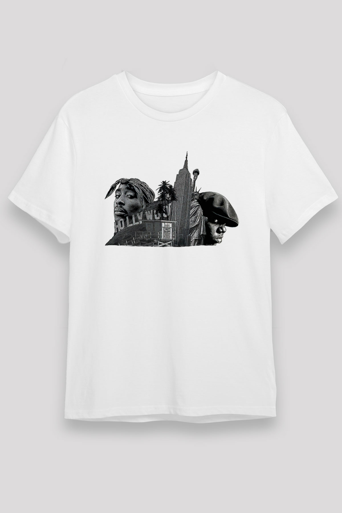 West Side Connection Baskılı Unisex Beyaz Tişört - Tshirt
