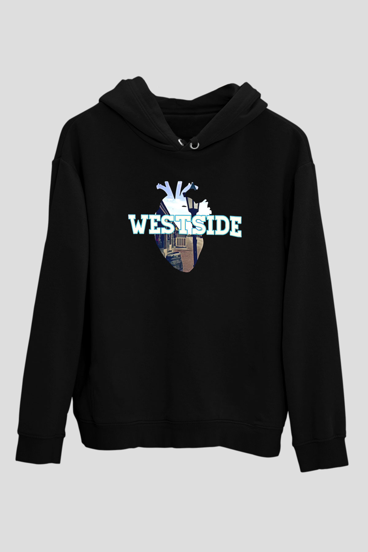 West Side Connection Baskılı Unisex Siyah Hoodie