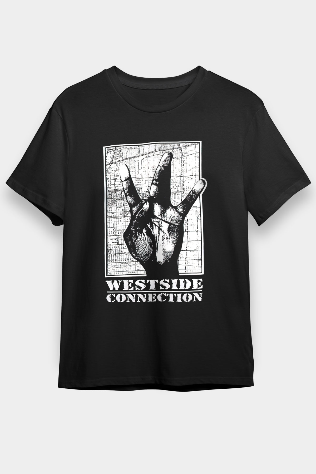 West Side Connection Baskılı Unisex Siyah Tişört - Tshirt
