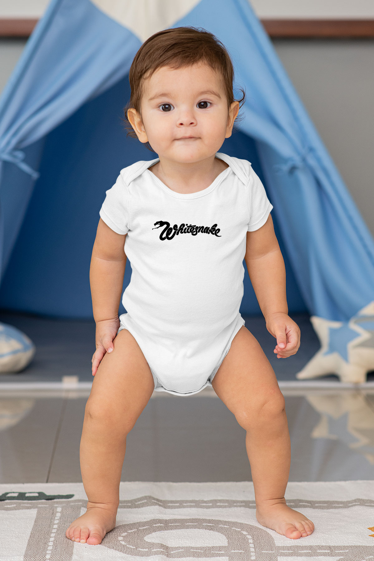 Whitesnake Baskılı Beyaz Unisex Bebek Body - Zıbın