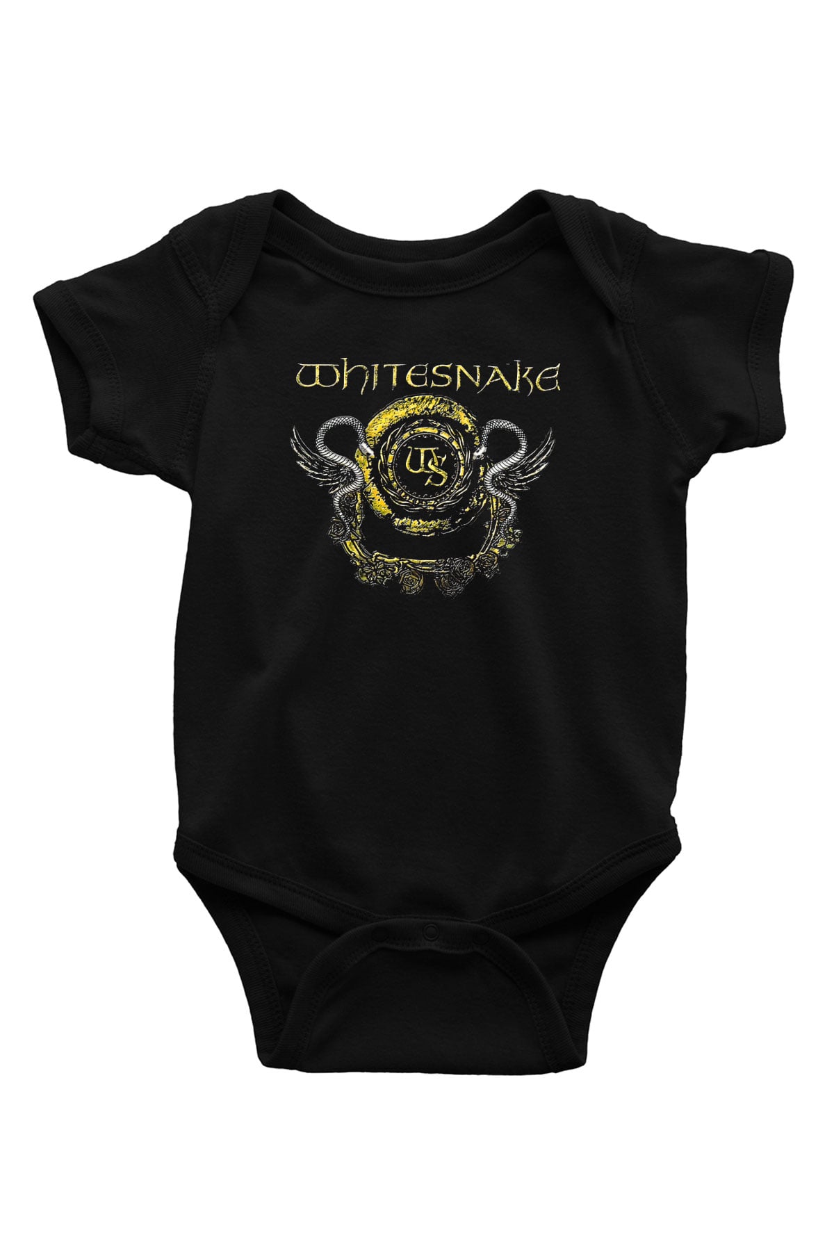 Whitesnake Baskılı Unisex Siyah Bebek Body - Zıbın