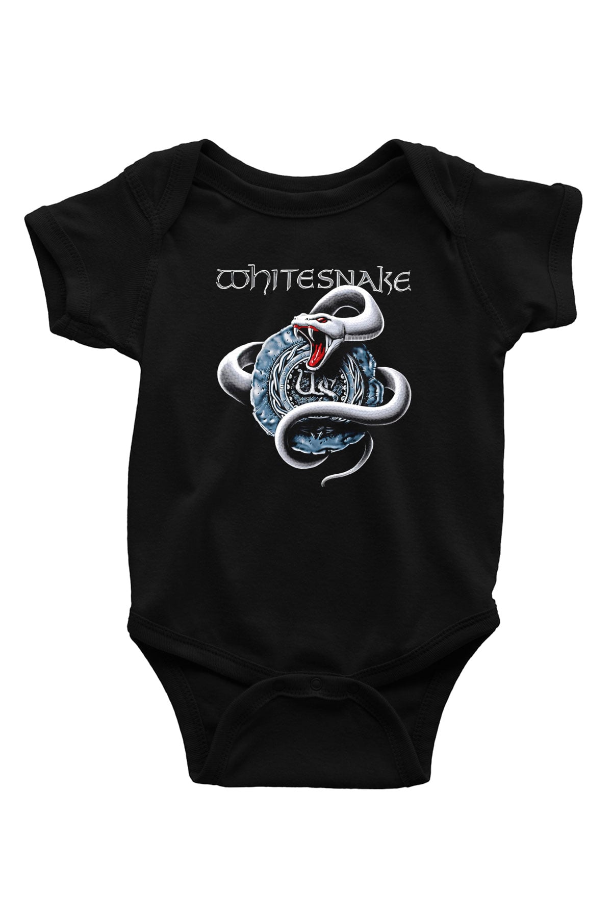 Whitesnake Baskılı Unisex Siyah Bebek Body - Zıbın