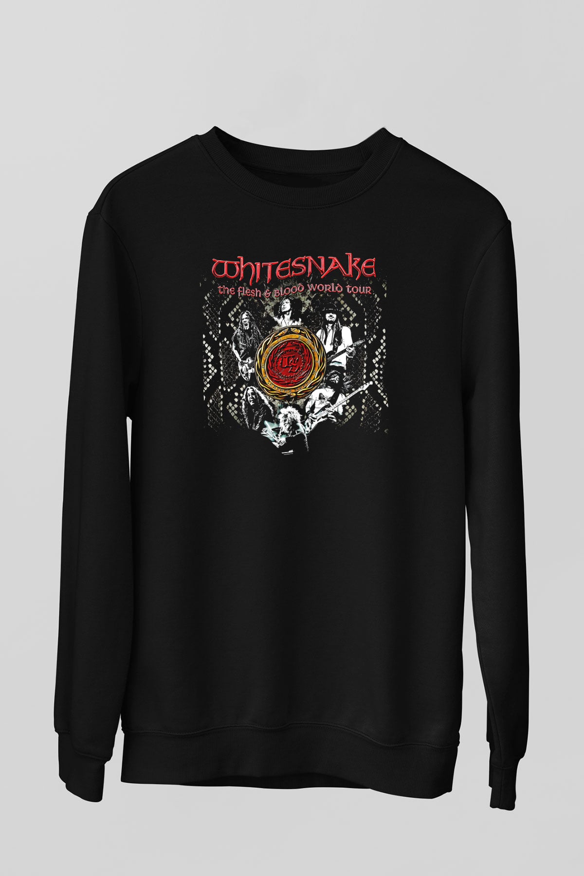 Whitesnake Baskılı Unisex Siyah Sweatshirt