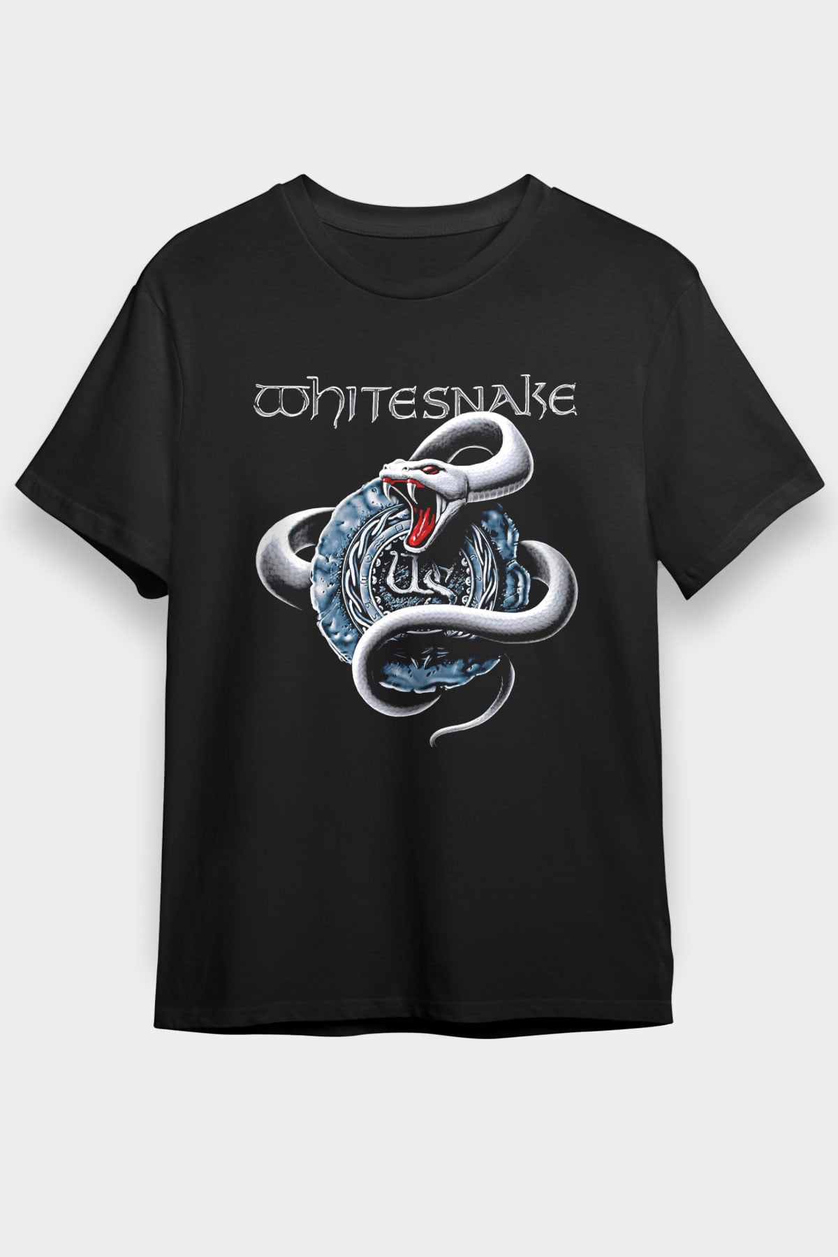 Whitesnake Baskılı Unisex Siyah Tişört - Tshirt