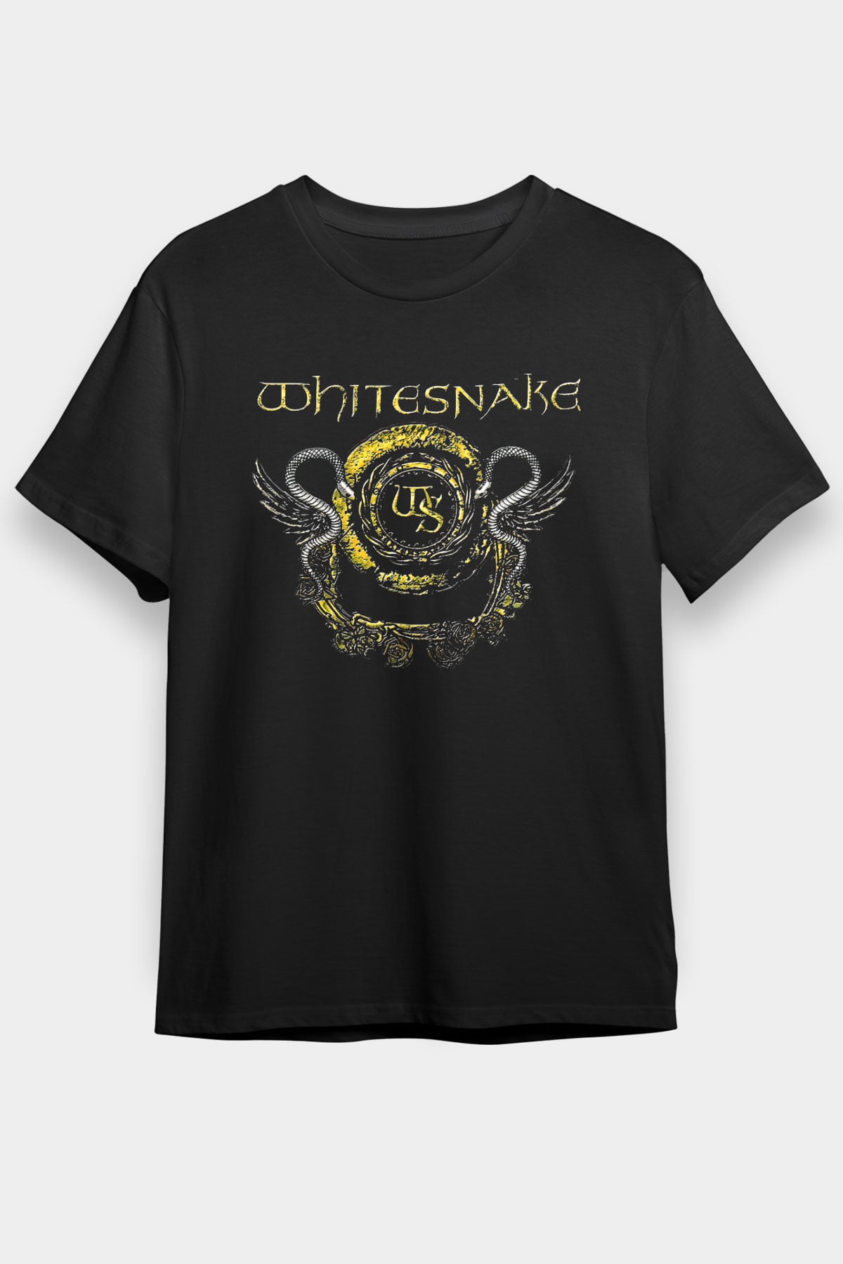 Whitesnake Baskılı Unisex Siyah Tişört - Tshirt