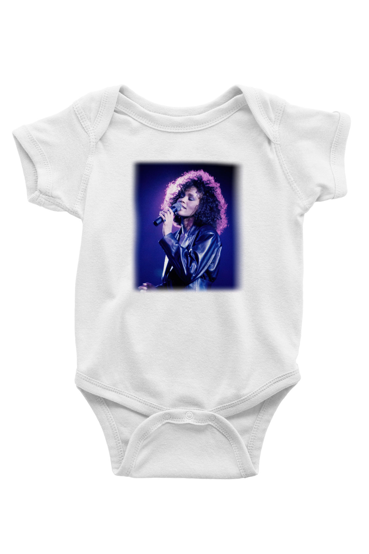 Whitney Houston Baskılı Beyaz Unisex Bebek Body - Zıbın