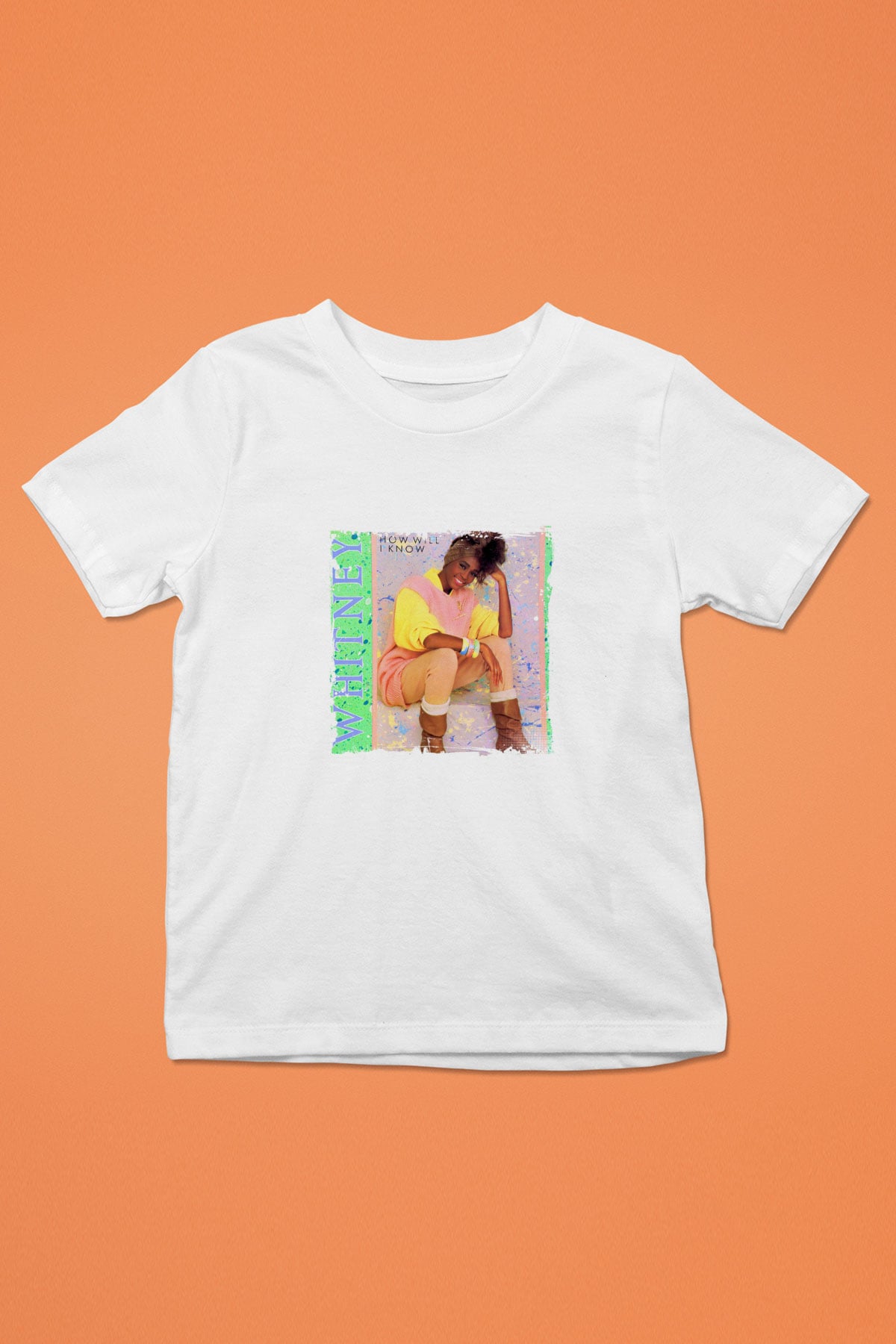 Whitney Houston Baskılı Unisex Beyaz Çocuk Tişört