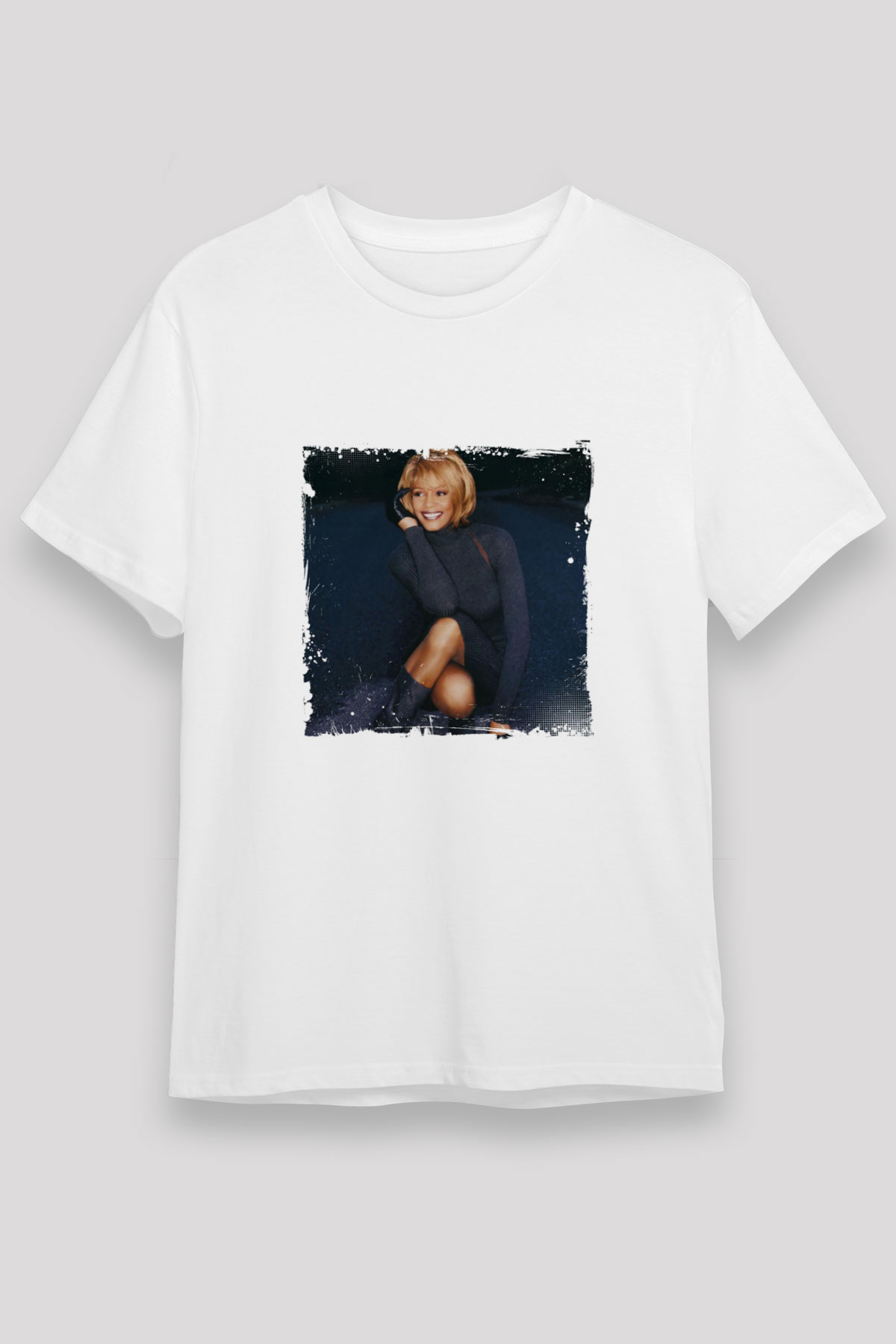 Whitney Houston Baskılı Unisex Beyaz Tişört