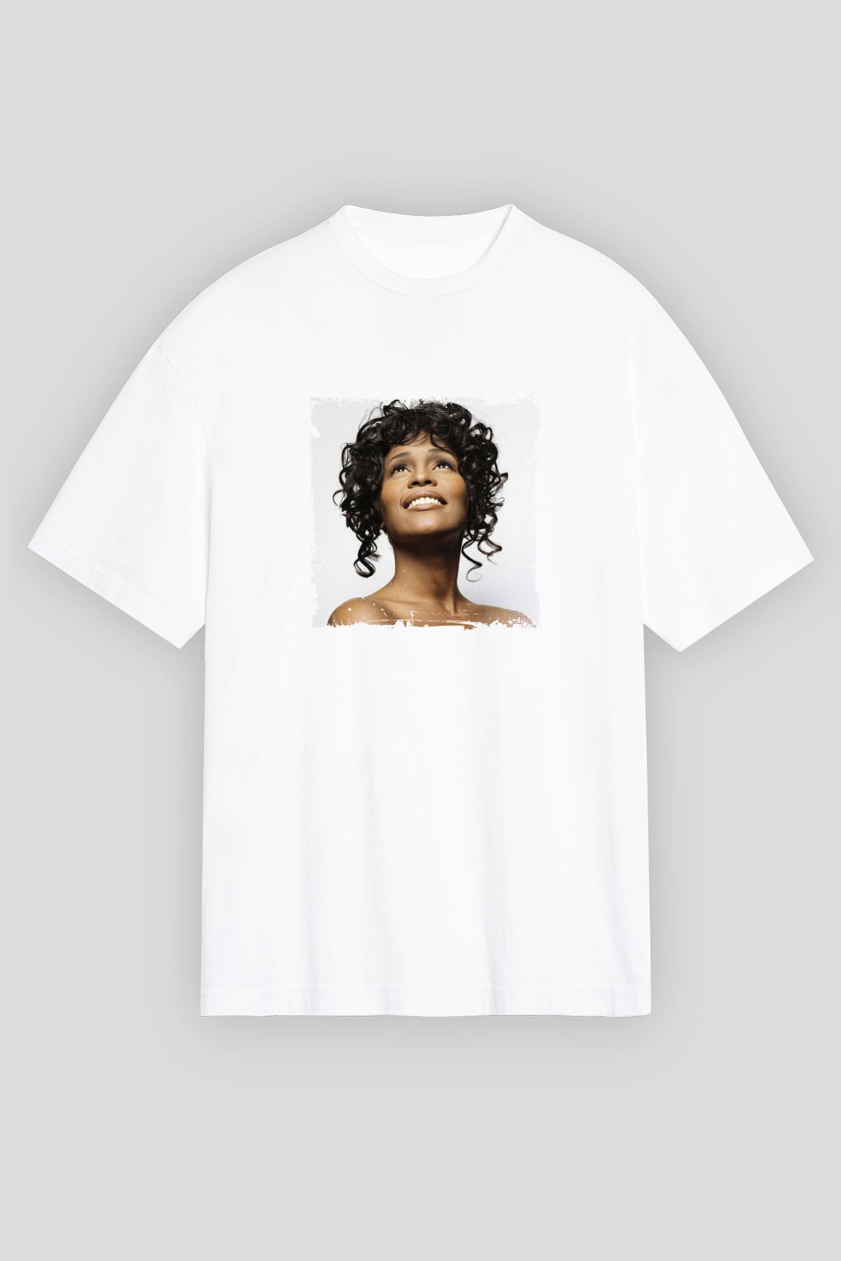 Whitney Houston Baskılı Unisex Beyaz Tişört