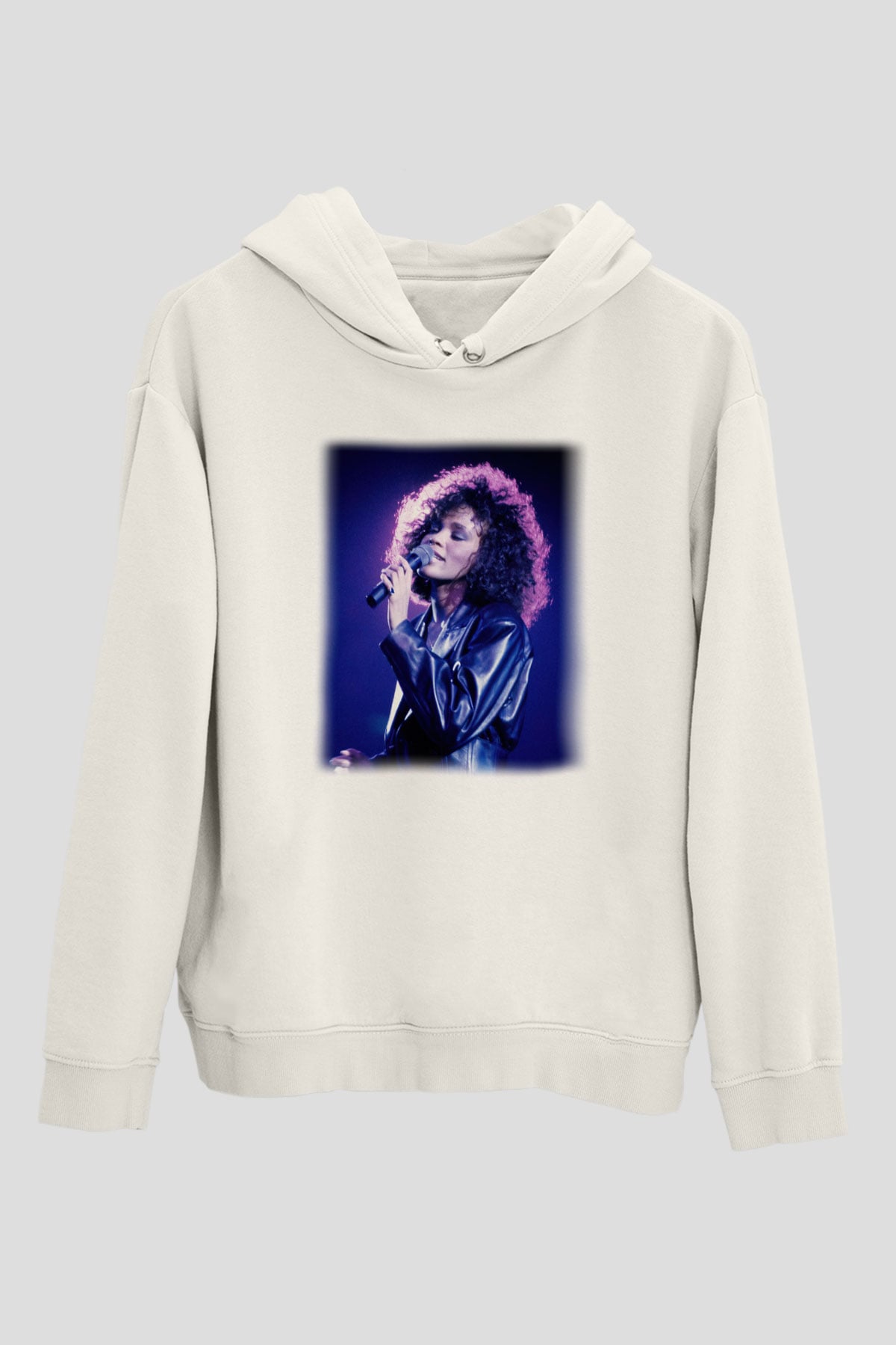 Whitney Houston Beyaz Unisex Kapşonlu Sweatshirt