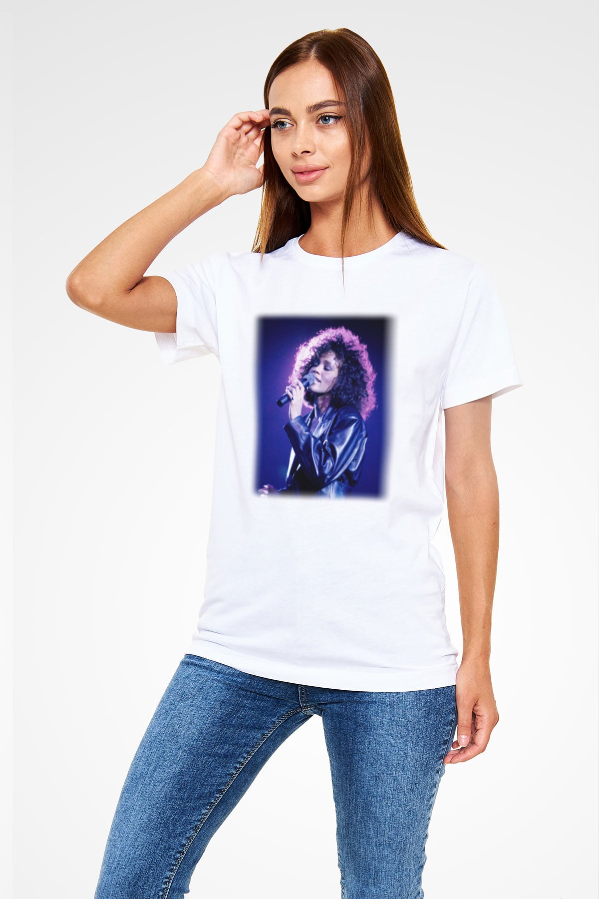 Whitney Houston Beyaz Unisex Tişört T-Shirt - TişörtFabrikası