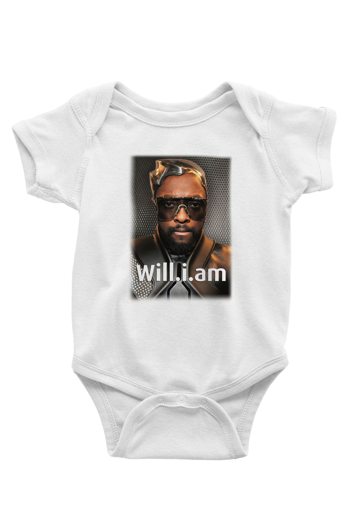 Will.I.Am Baskılı Beyaz Unisex Bebek Body - Zıbın