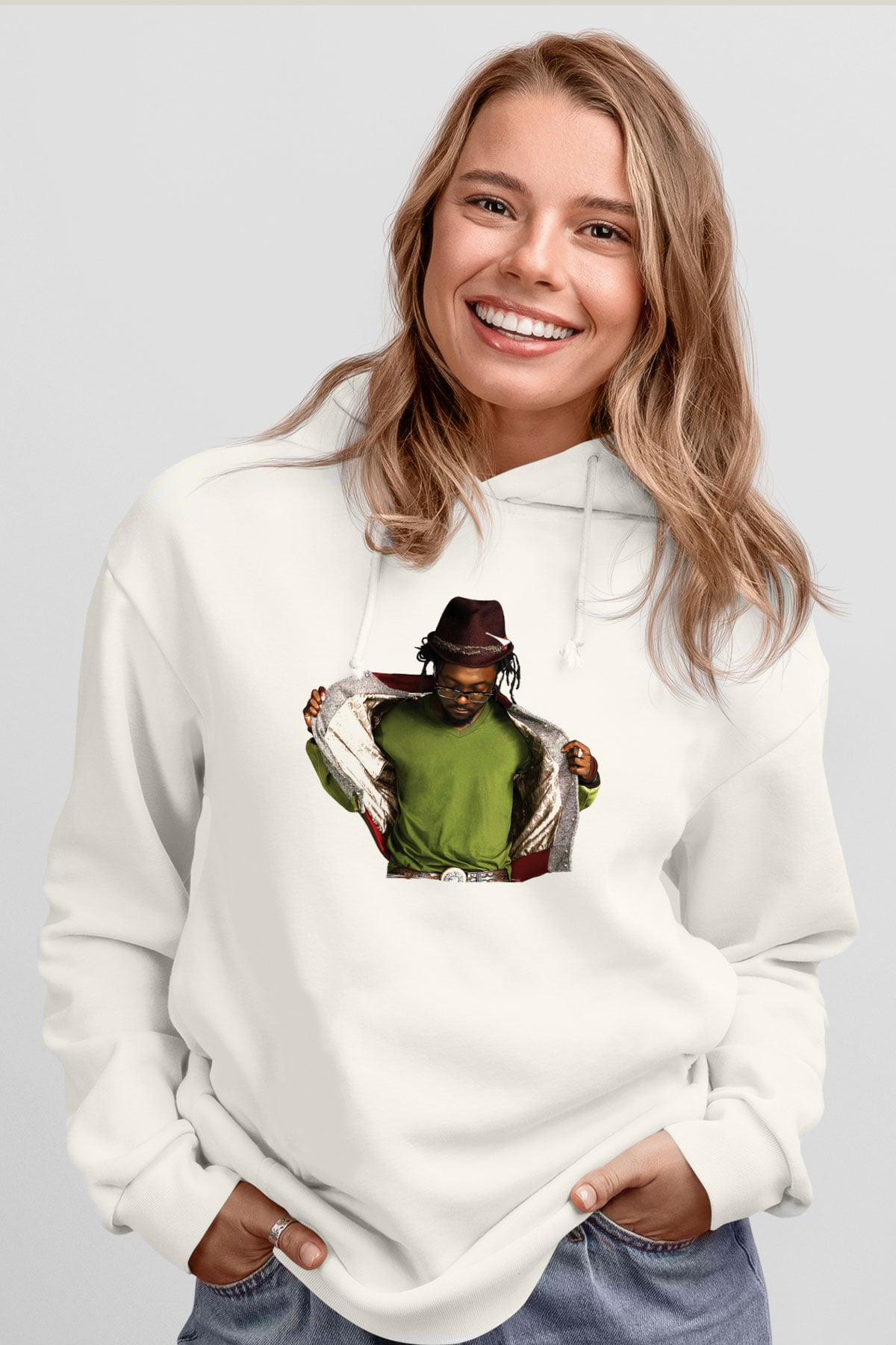 Will.I.Am Beyaz Unisex Kapüşonlu Sweatshirt