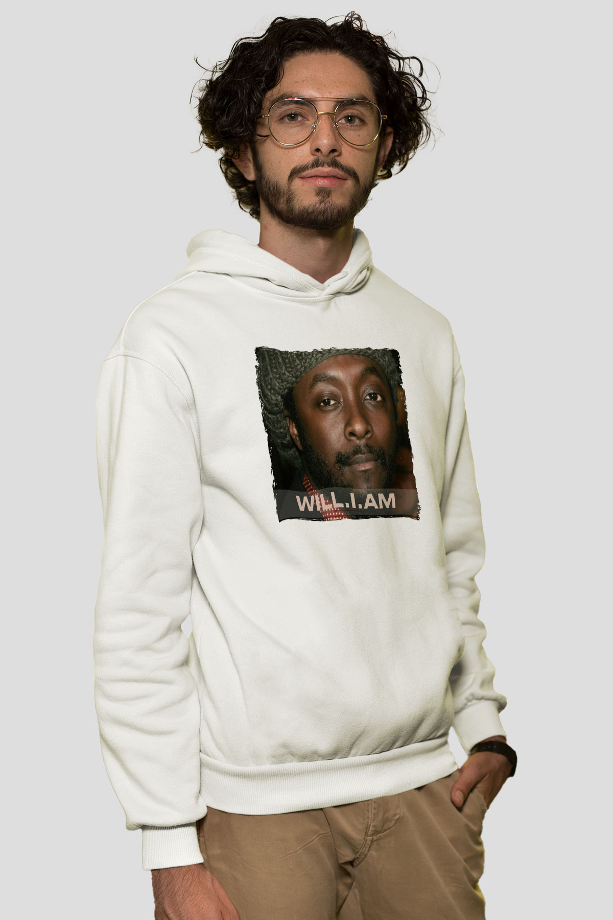 Will.I.Am Beyaz Unisex Kapüşonlu Sweatshirt