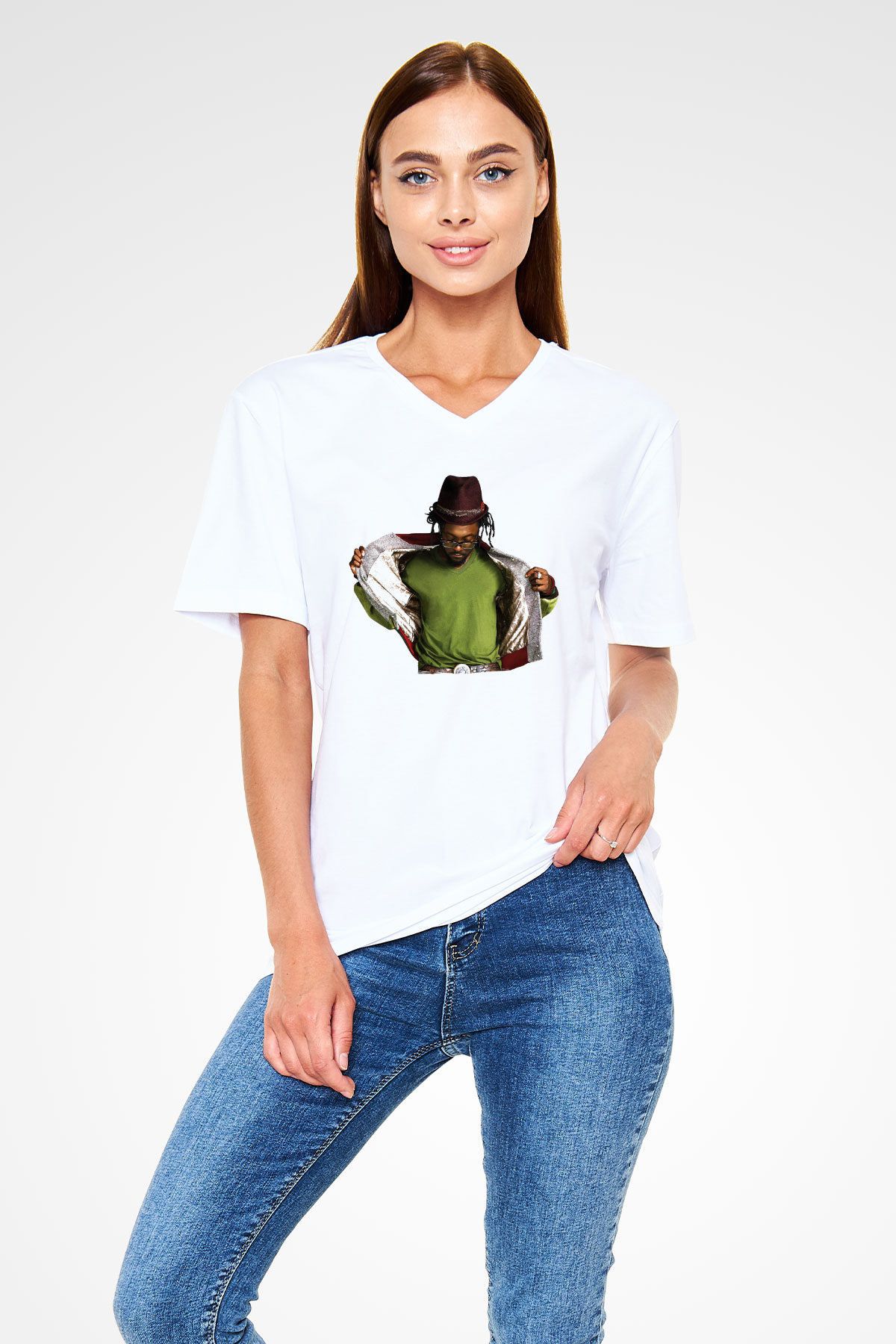 Will.I.Am Beyaz Unisex V Yaka Tişört