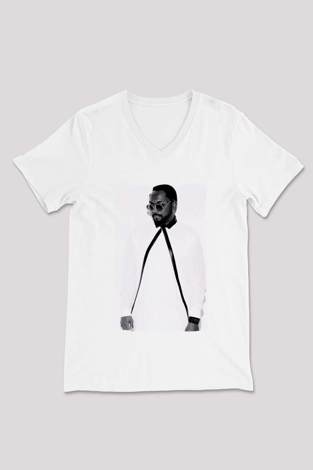 Will.I.Am Beyaz Unisex V Yaka Tişört
