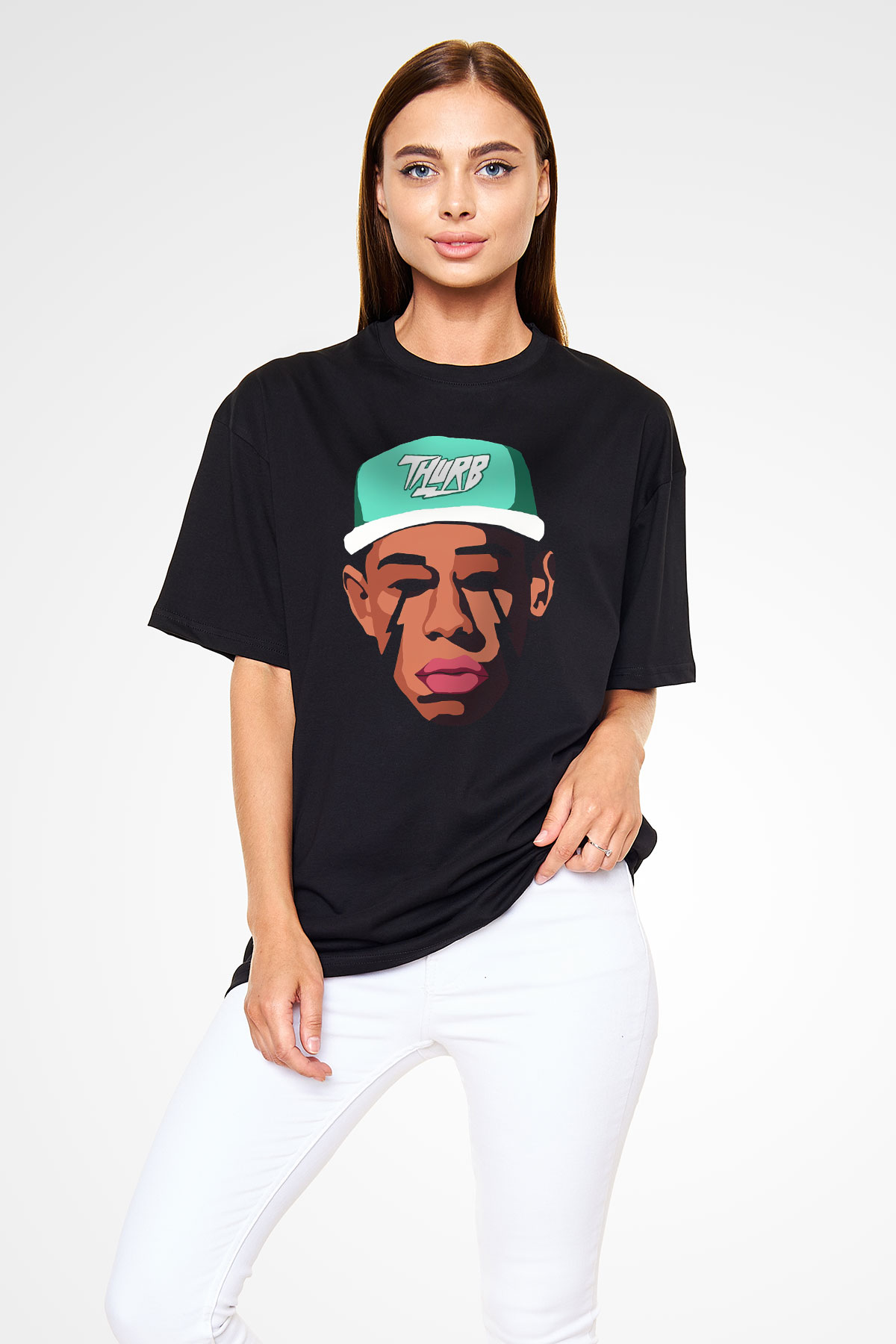 Will.I.Am Siyah Unisex Oversize Tişört T-Shirt