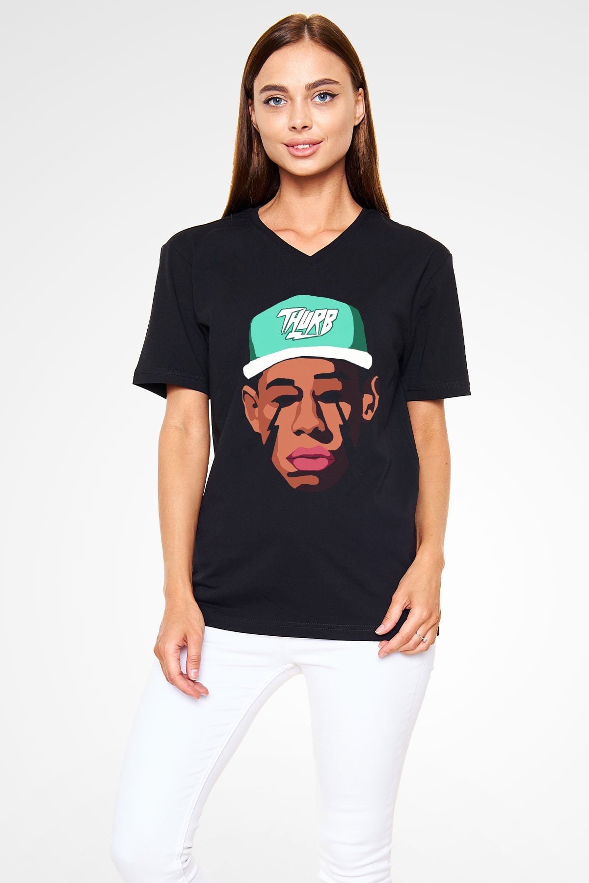 Will.I.Am Siyah Unisex V Yaka Tişört T-Shirt