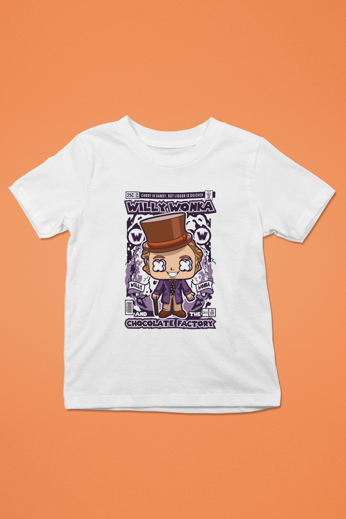Willy Wonka Çikolata Fabrikası Baskılı Unisex Beyaz Çocuk Tişört